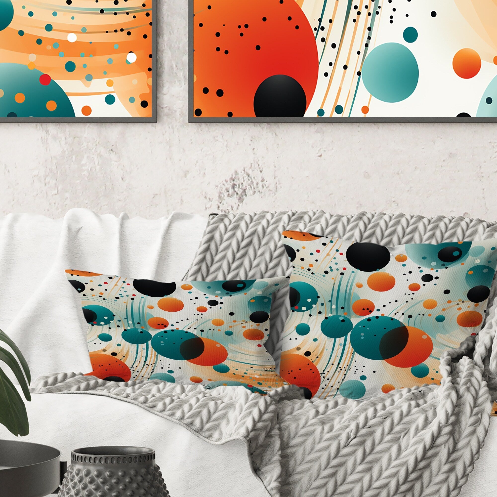 Designart Futurist Polka Nexus IV Polka Dots Printed Throw Pillow