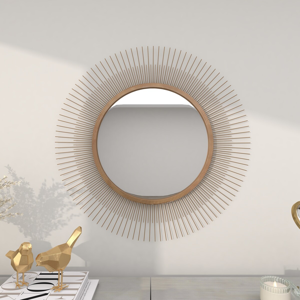 Metal Starburst Room Wall Mirror - Gold - Roche River Decor