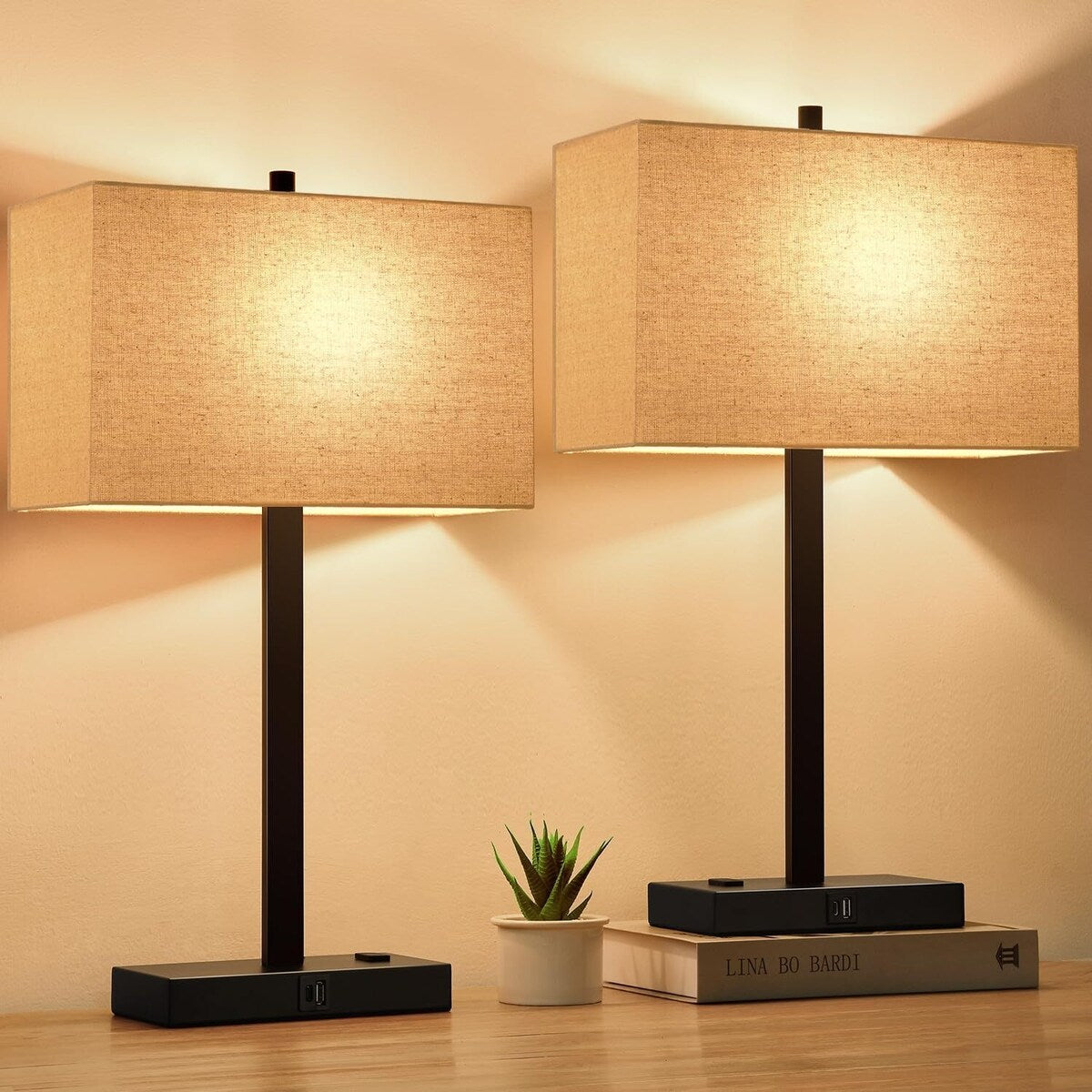 Upgraded, Set of 2 Bedside Touch Control Table Lamp