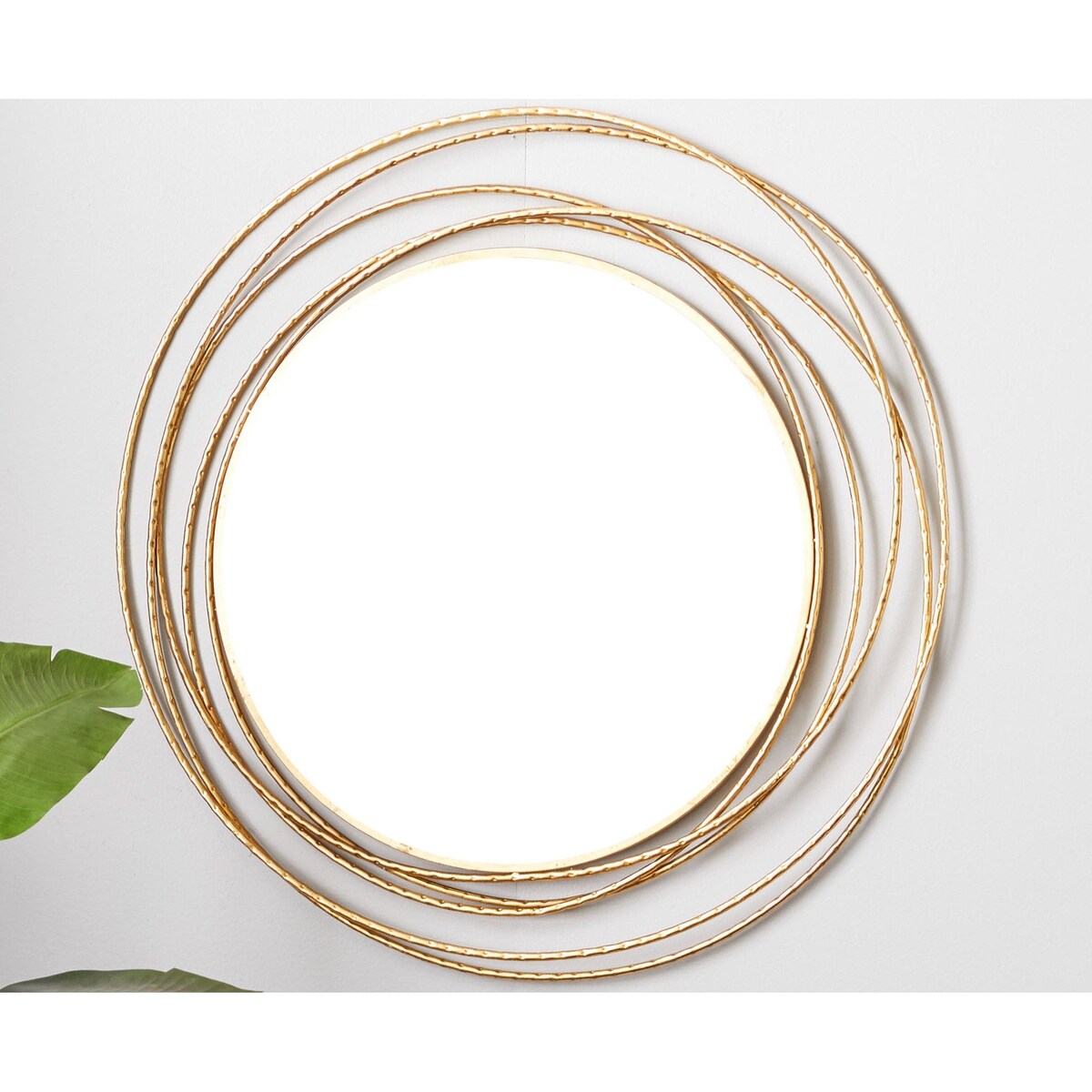 Metal Room Wall Mirror with Overlapping Ring Frame - Gold - Roche River Decor