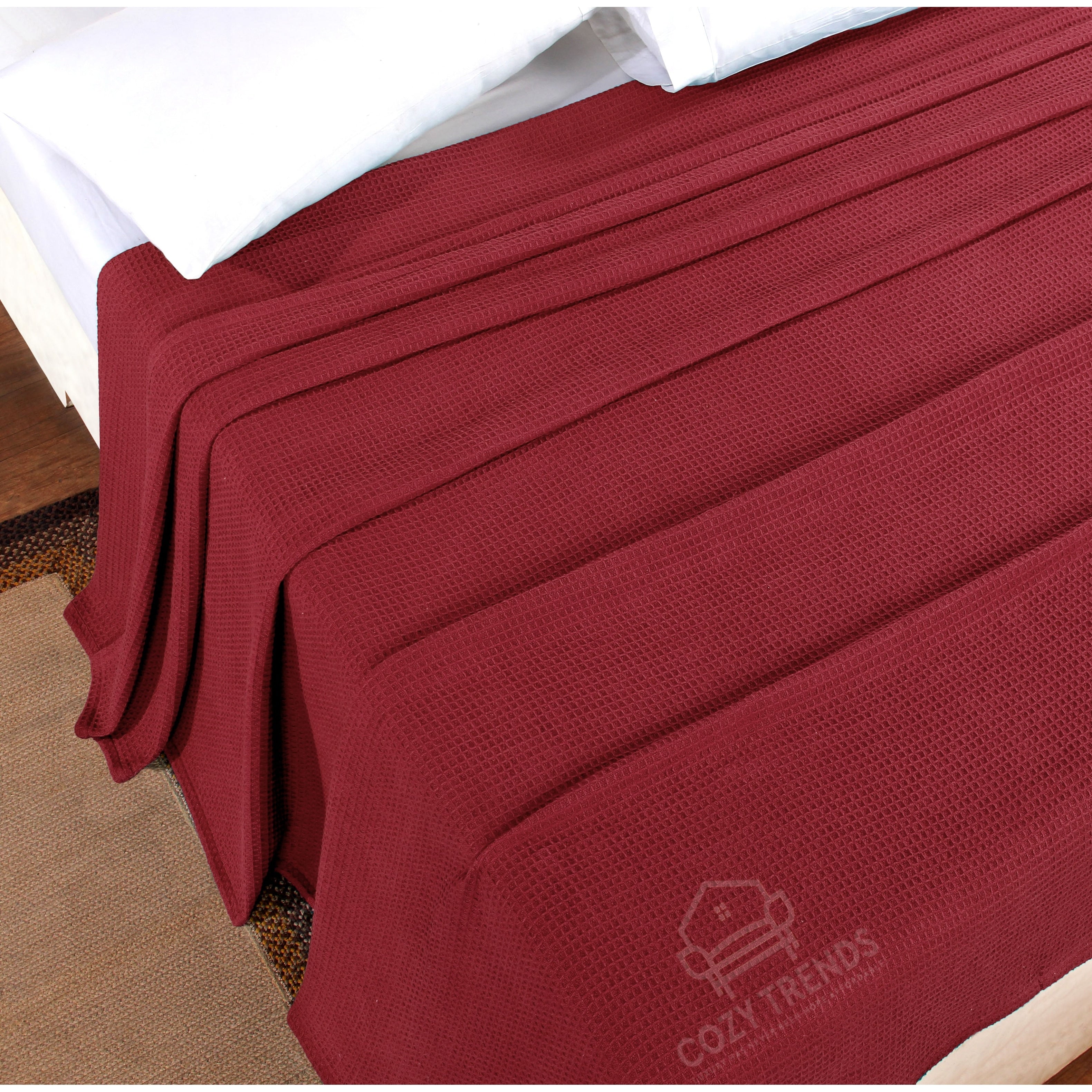 100-percent Cotton Waffle Weave Medium Weight All Season Thermal Blankets