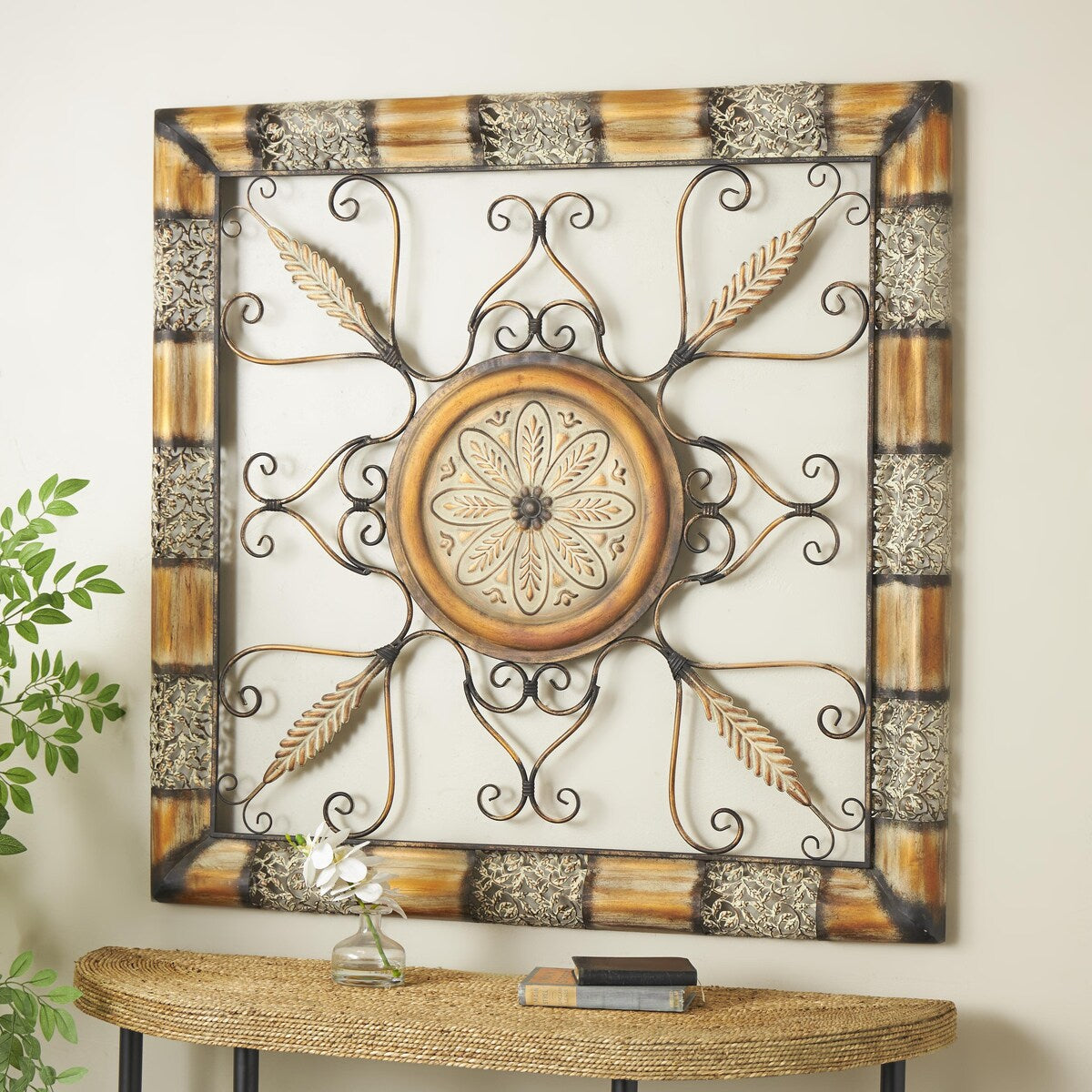 Metal Scroll Home Wall Decor - Brown - Roche River Decor