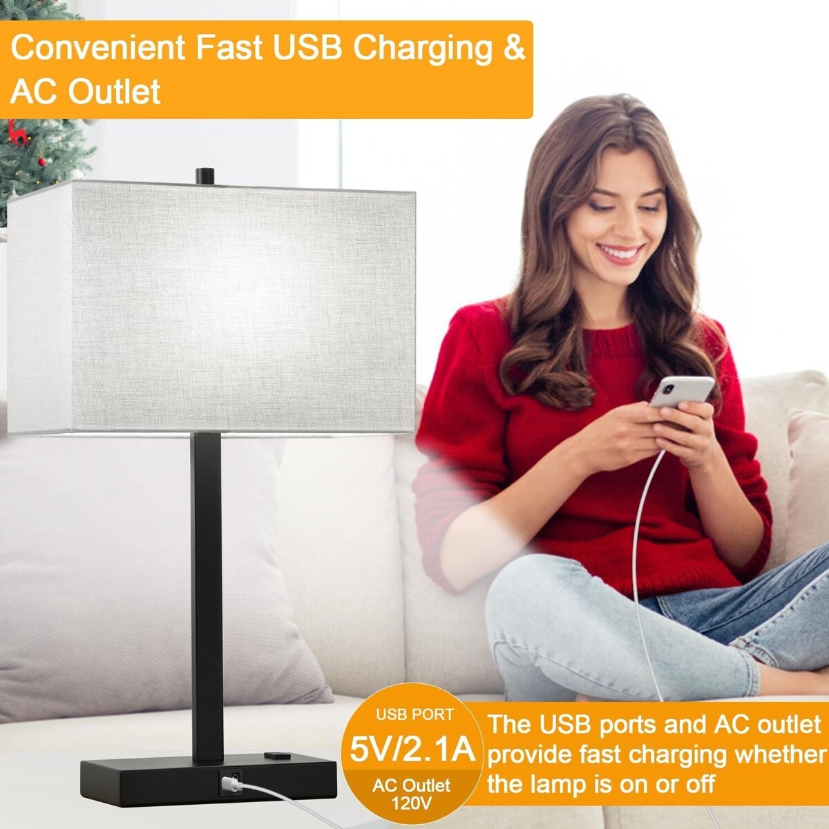 Upgraded, Set of 2 Bedside Touch Control Table Lamp