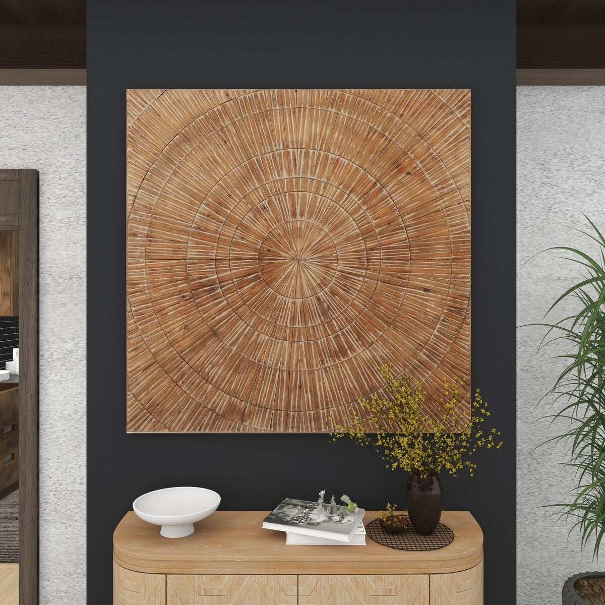 Wood Starburst Handmade Carved Radial Home Wall Decor - Brown - Roche River Decor