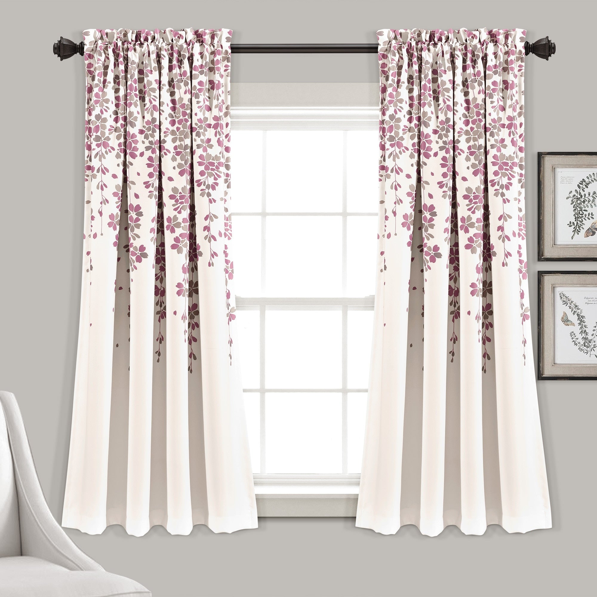 Lush Decor Weeping Flowers Room Darkening Curtain Panel Pair