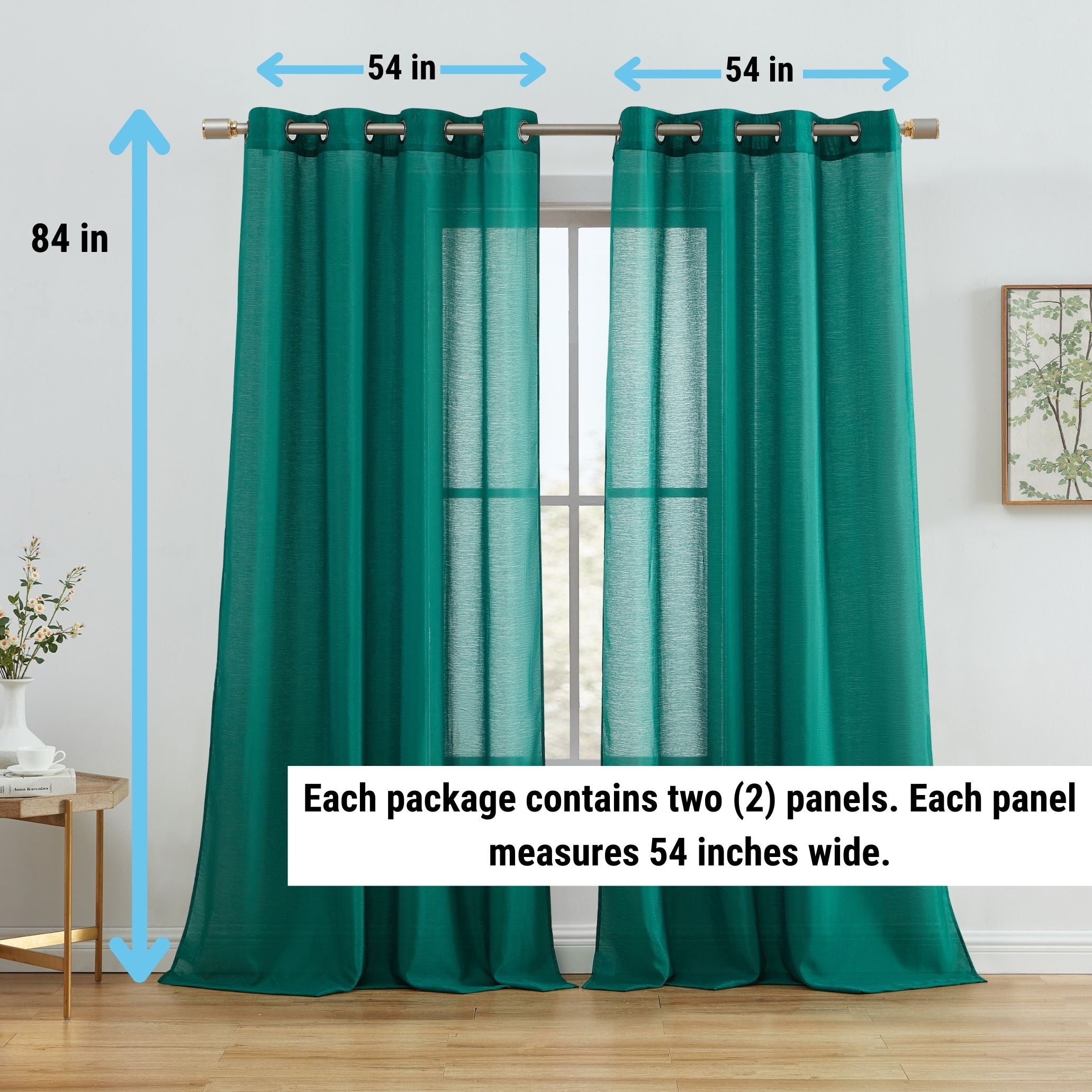 HLC.me 2 Piece Semi Sheer Voile Window Curtain Drapes Grommet Top Panels Bedroom, Living Room - Set of 2 panels