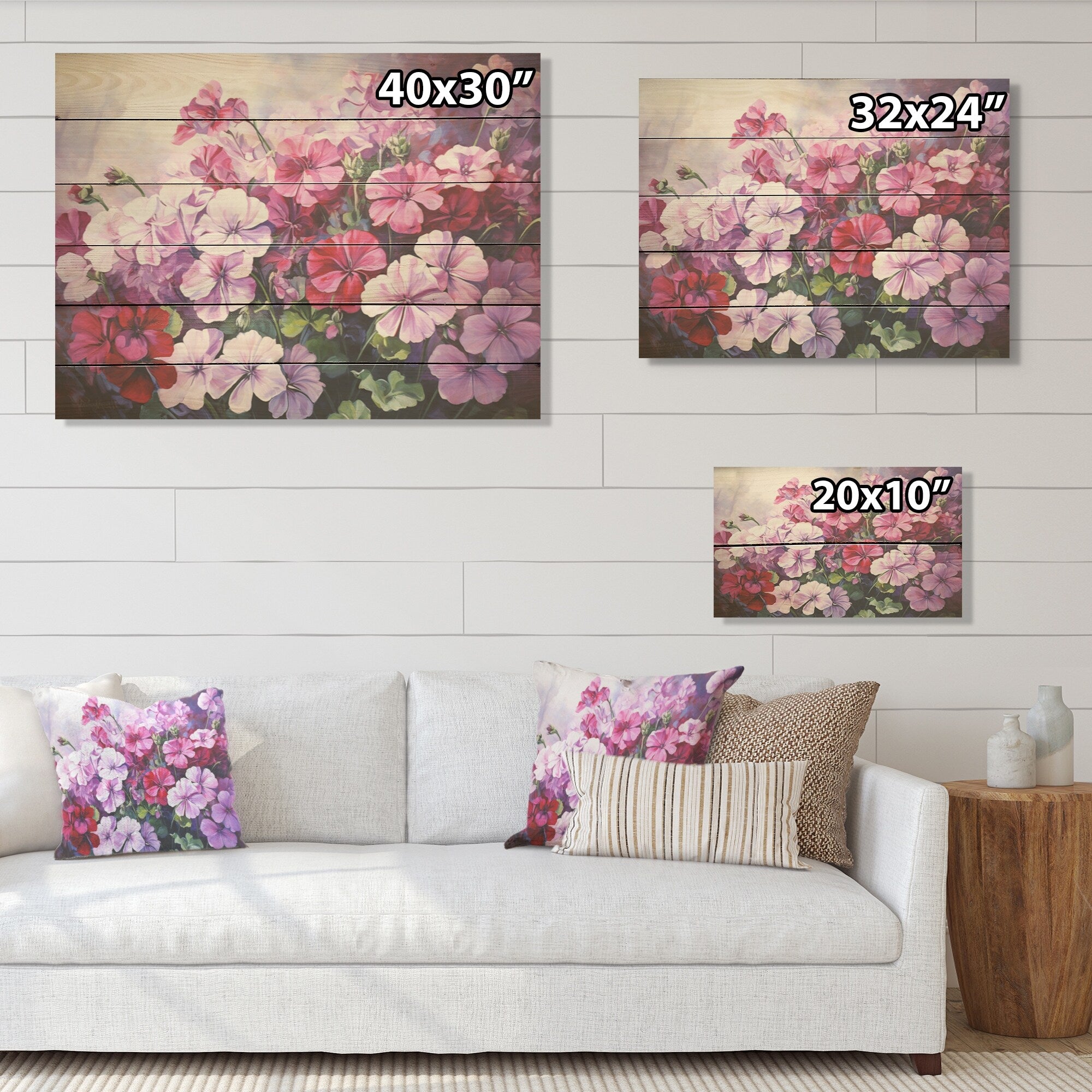 Designart Pink Geraniums Still Life Bloom Flowers Wood Wall Decor - Traditional Pink Wood Panel On Natural Pine Wood