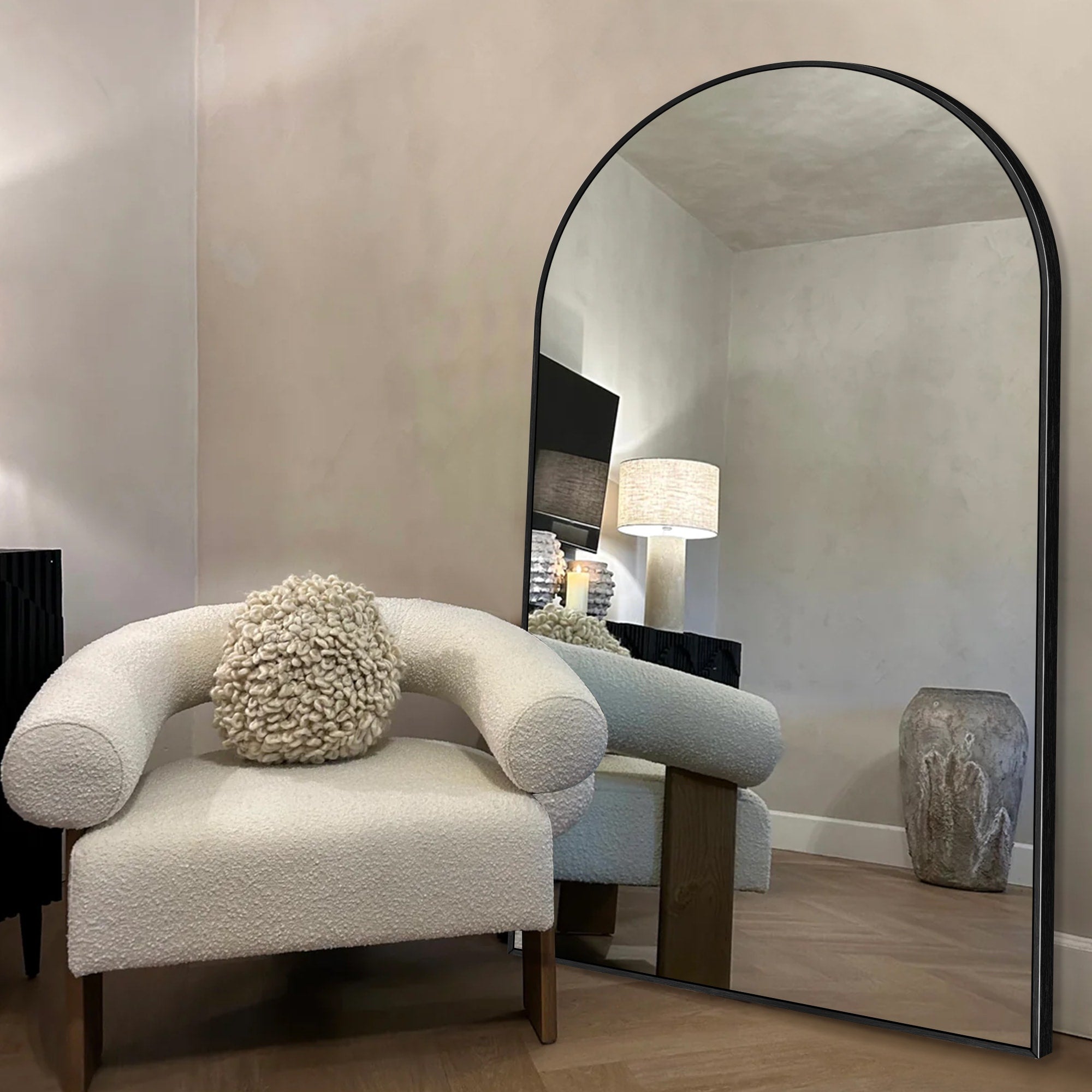 Modern Arched Full Length Aluminum Alloy Floor Mirror Standing Mirror