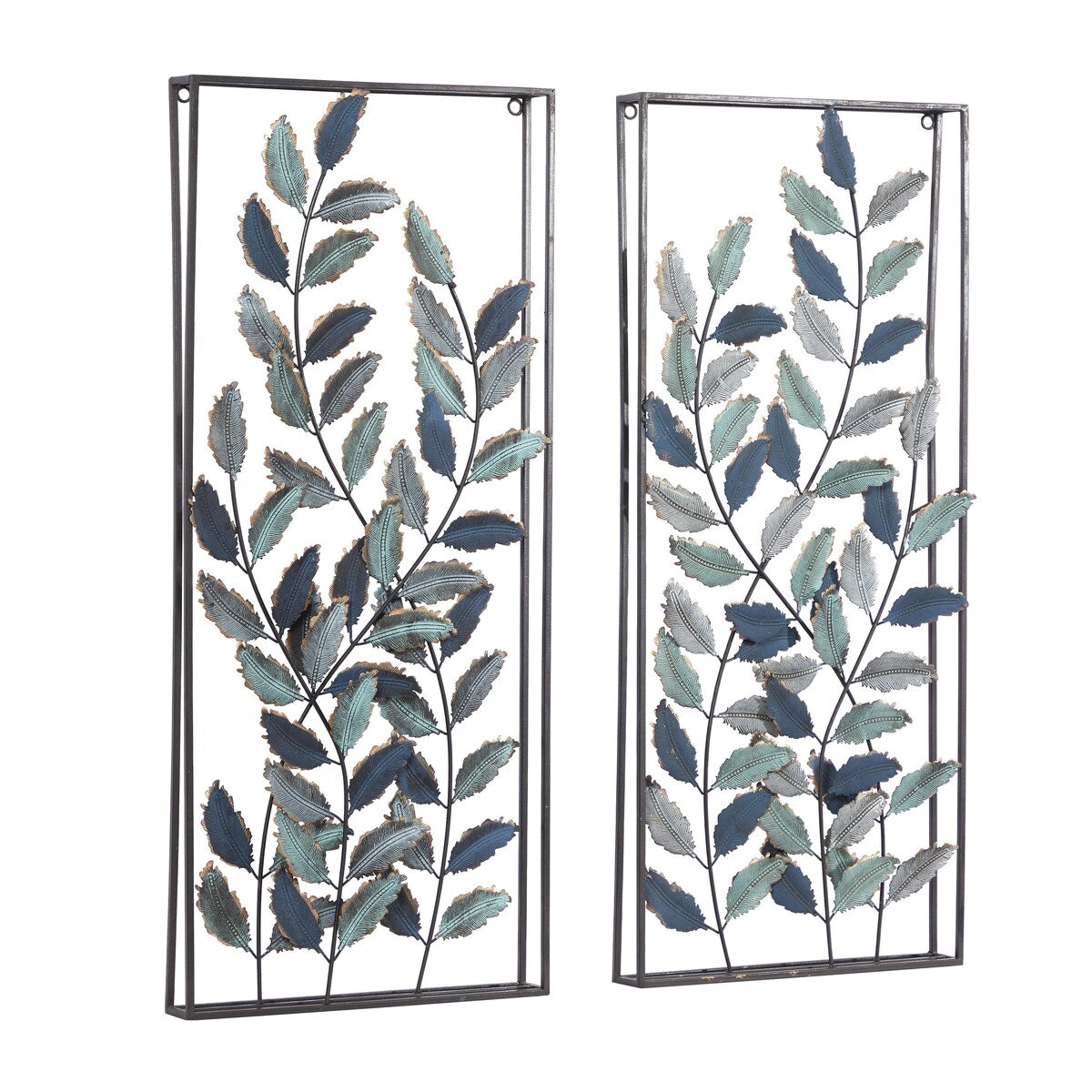 Metal Leaf Home Wall Decor - Set of 2 Black - Roche River Decor