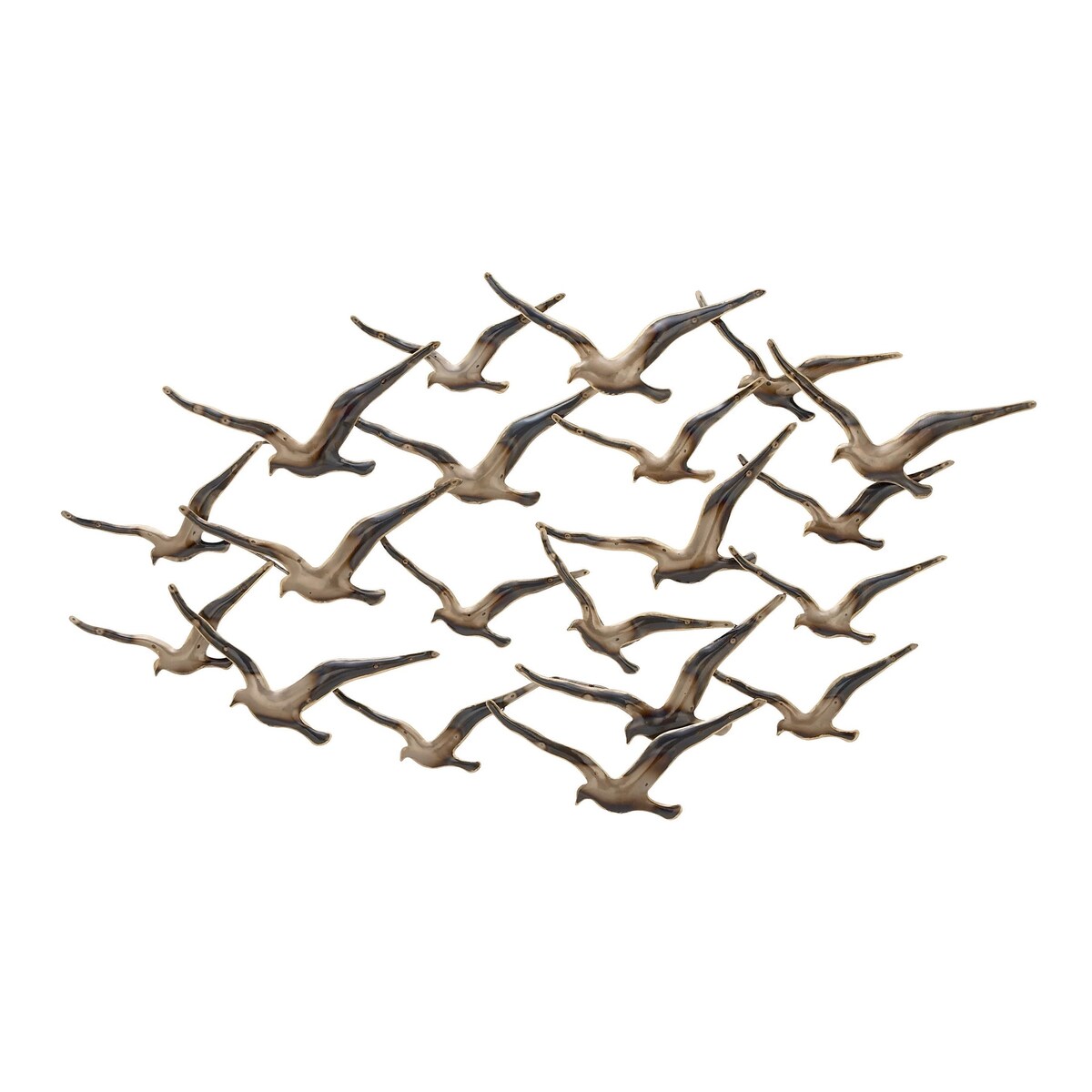 Metal Bird Flying Flock Of Home Wall Decor - Gold - Roche River Decor