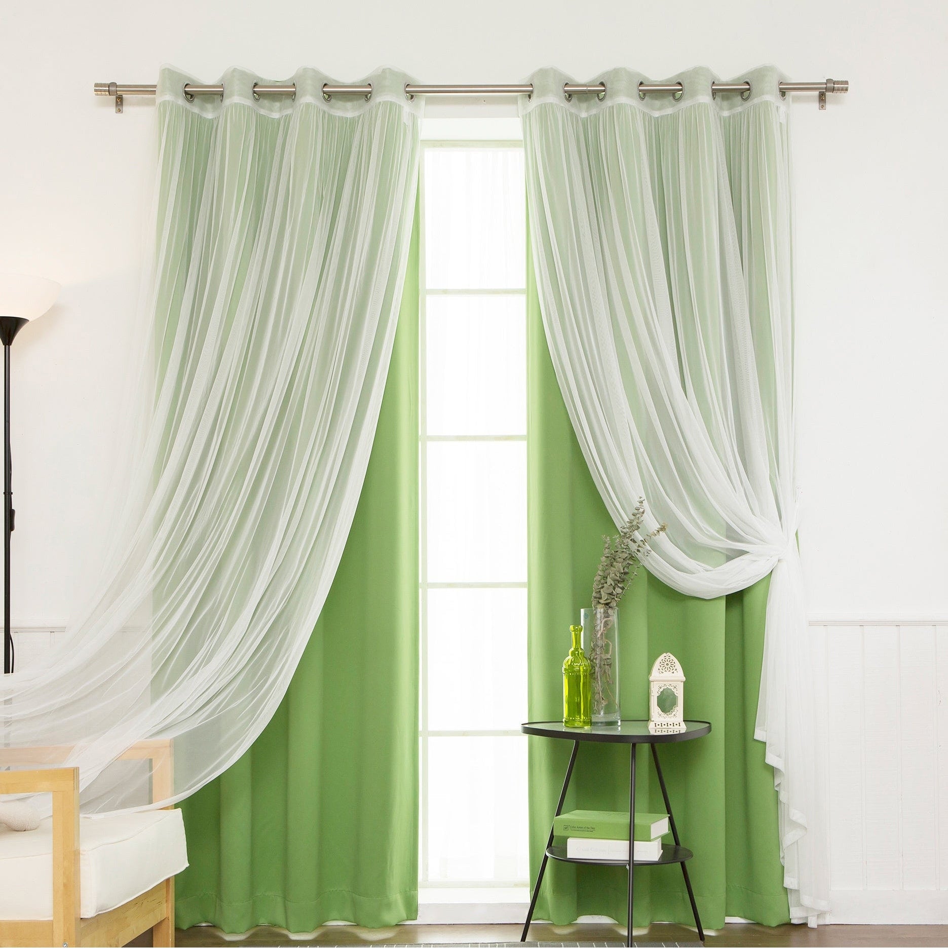 Aurora Home Mix and Match Blackout Sheer 4-piece Curtain Panel Set