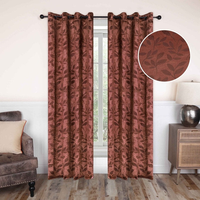 Superior Modern Bohemian Leaves Room Darkening Blackout Curtains, Rod Pocket or Grommets, Set of 2