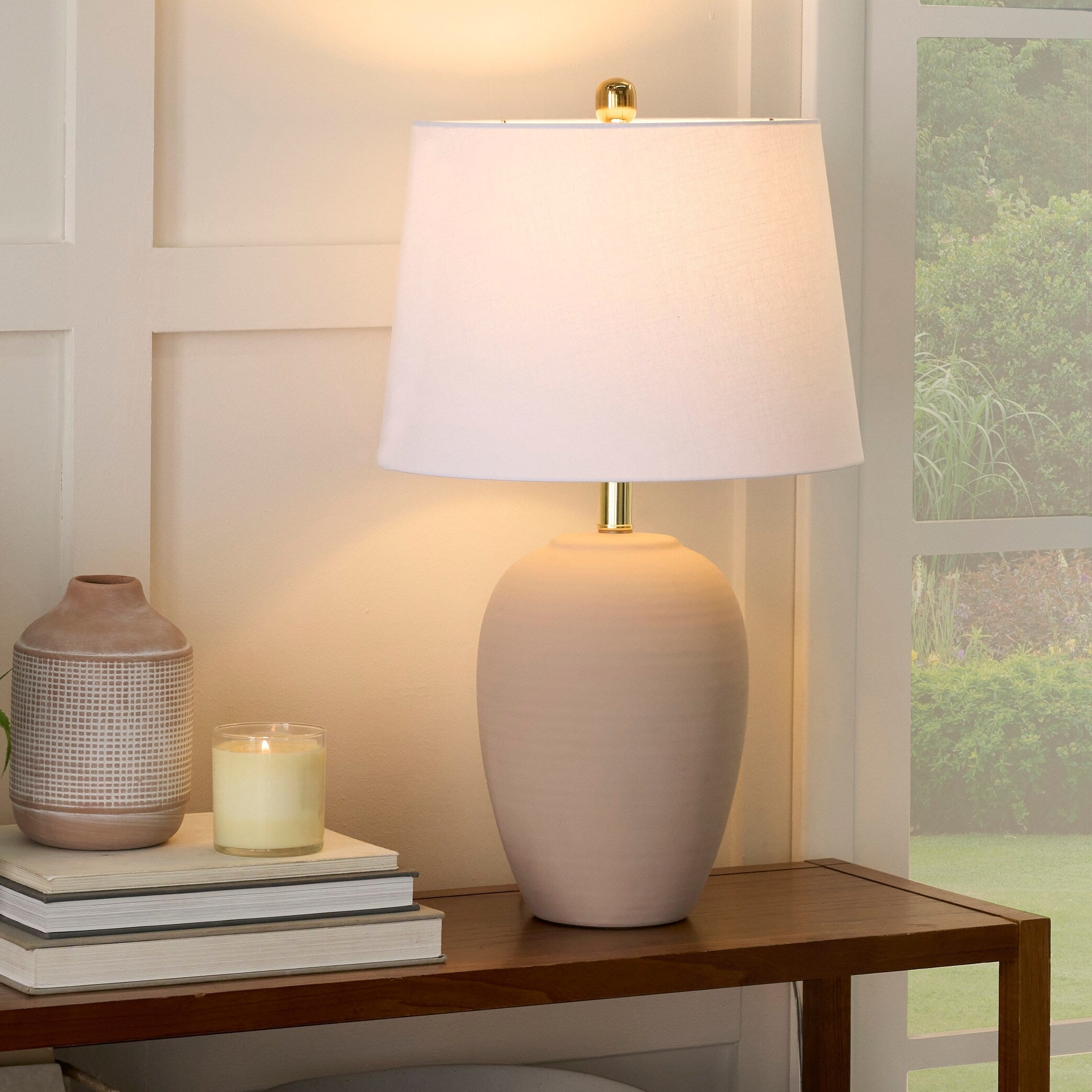 Nourison 23 Unglazed Ceramic Jar Table Lamp