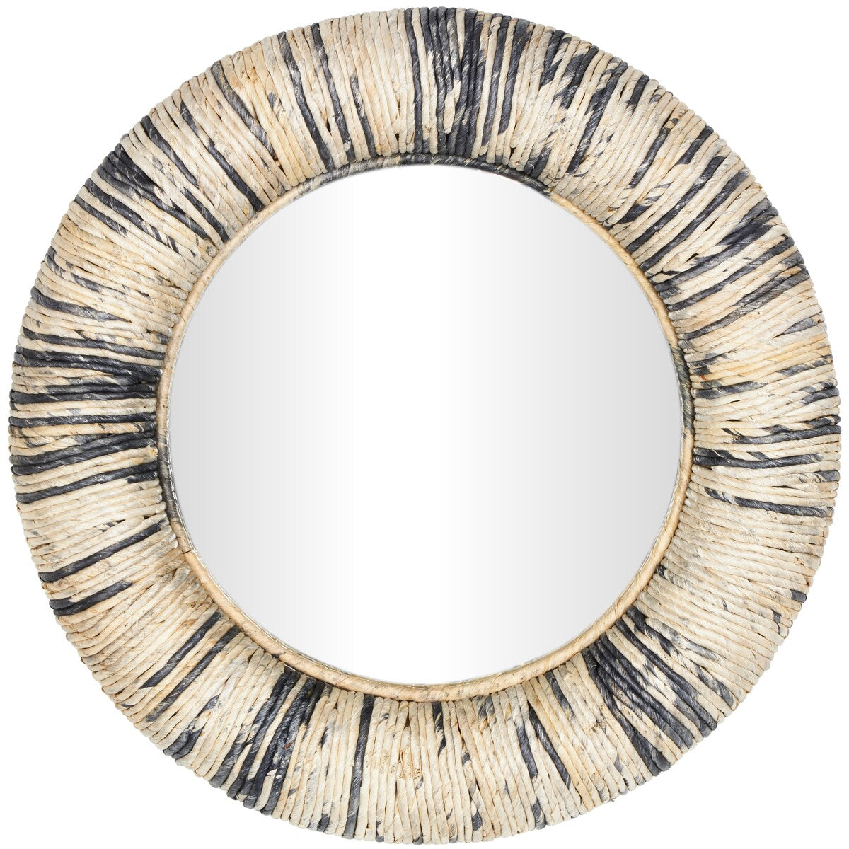 Banana Leaf Room Wall Mirror with Coiled Frame and Blue Accents - Gray - Roche River Decor