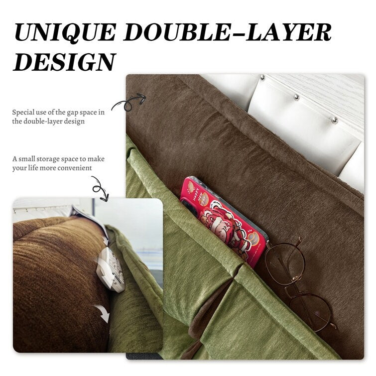 Double Layer Headboard Reading Pillow, Versatile Bed Backrest Pillow.