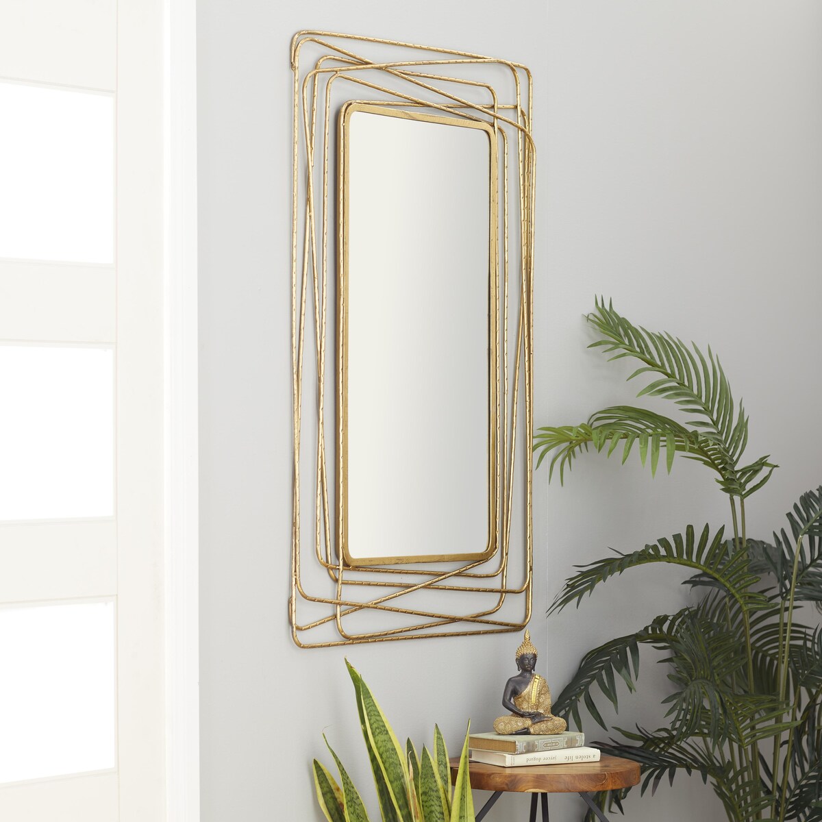 Metal Room Wall Mirror with Thin Metal Rectangle Frame - Gold - Roche River Decor