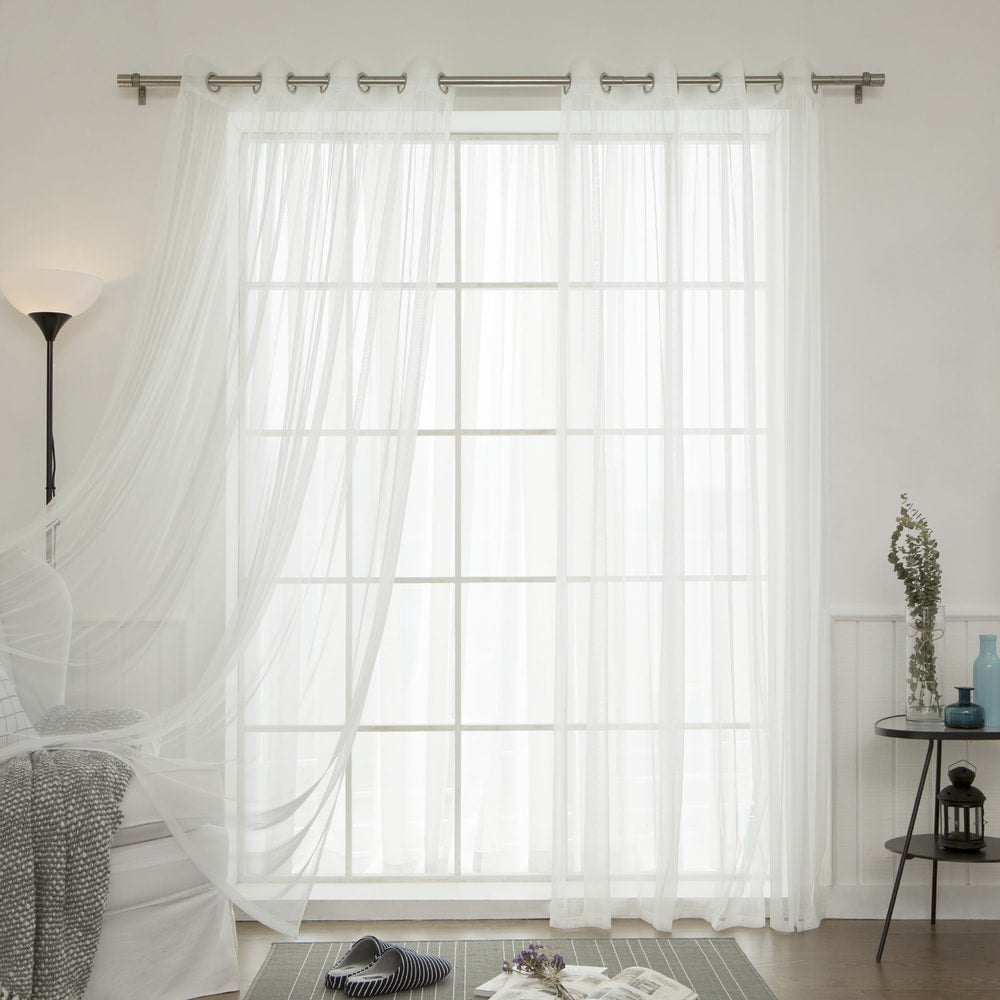 Aurora Home Mix and Match Blackout Sheer 4-piece Curtain Panel Set