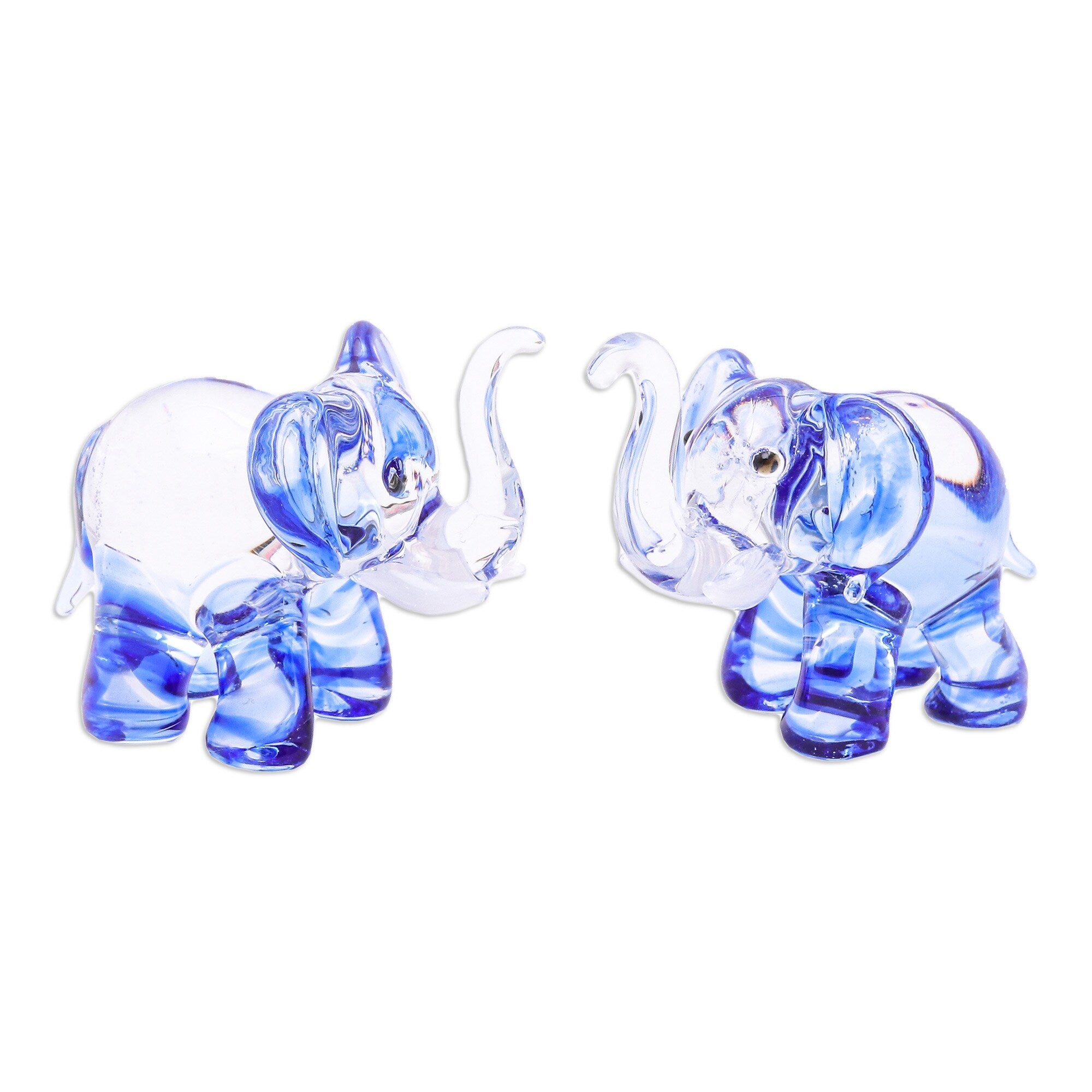 Novica Handmade The Blue Giants Handblown Glass Figurines (Pair)