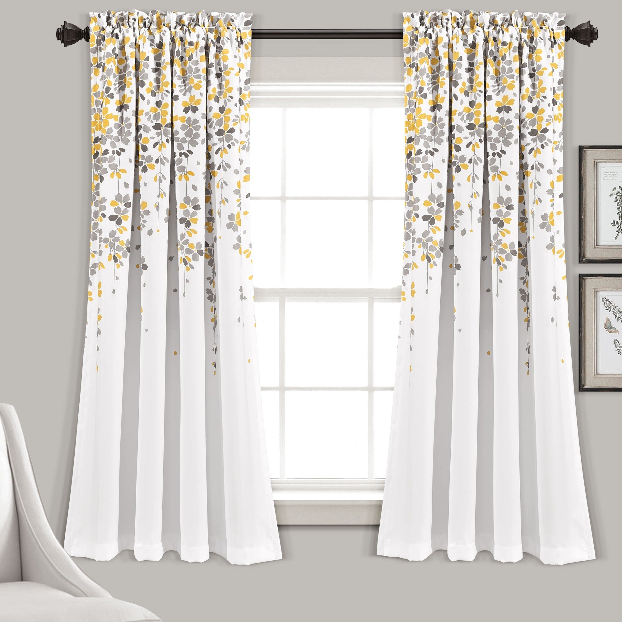 Lush Decor Weeping Flowers Room Darkening Curtain Panel Pair