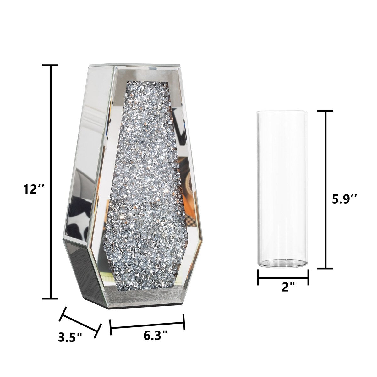 Indoor/Outdoor Water-Holding Mirrored Diamond Vase