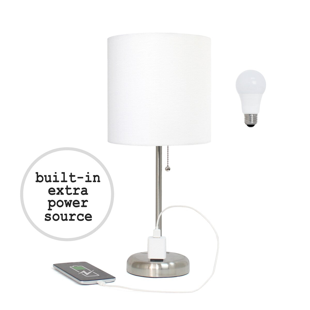 Simple Designs 9.5 Desk Lamp with Charging Outlet and LED Bulb Included - 19.50