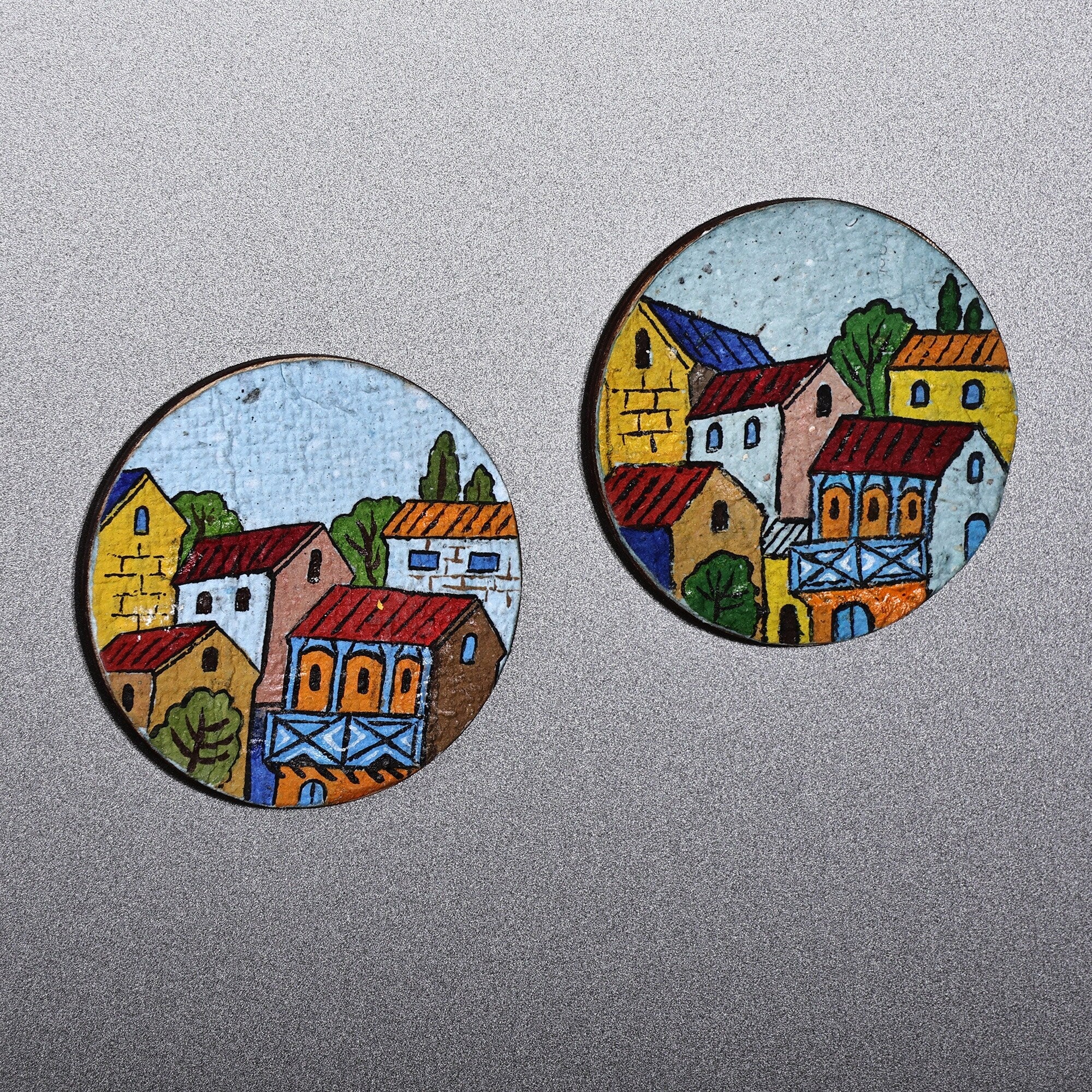 Novica Handmade Morning At The Town Recycled Paper Magnets (Pair)