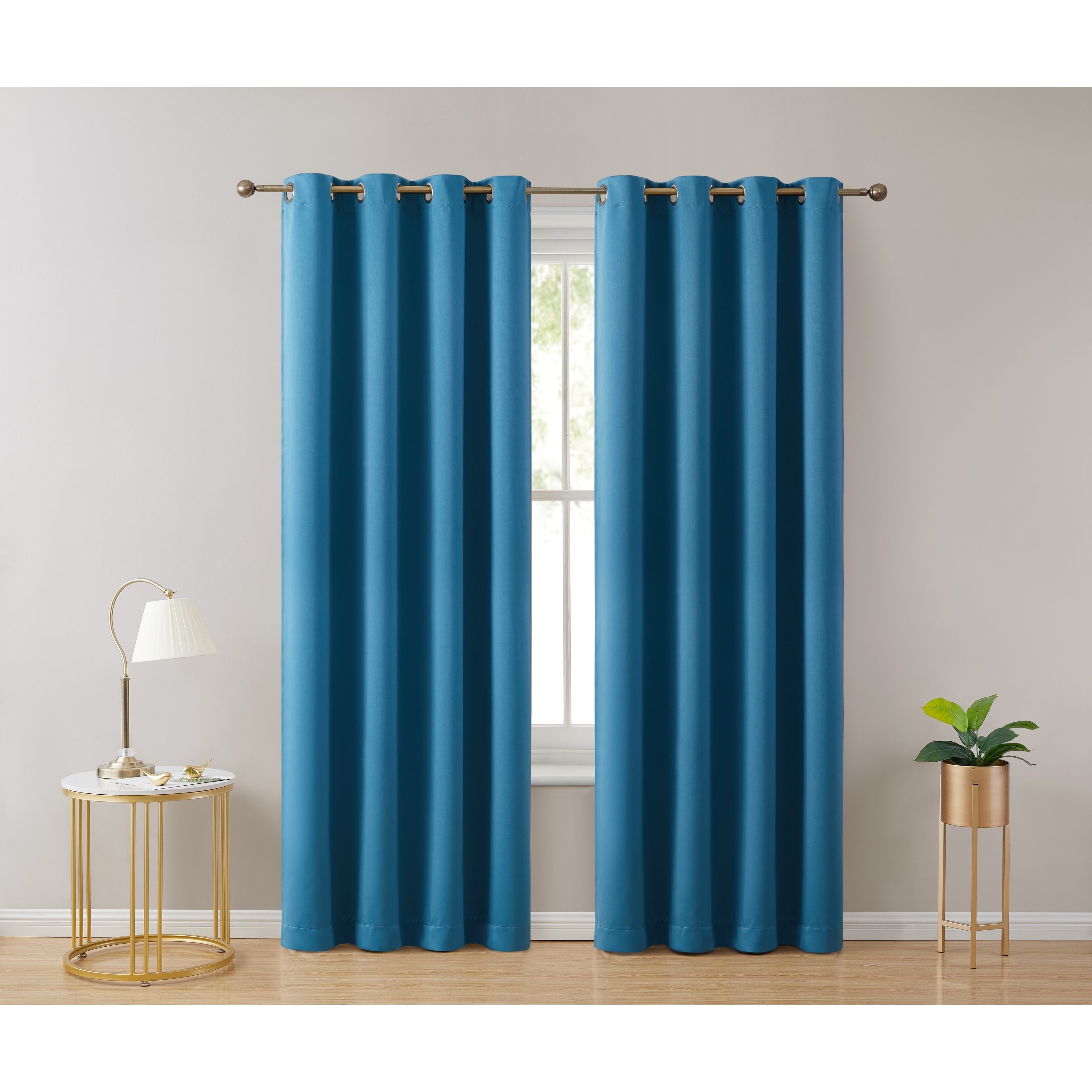 HLC.me Laurance 100% Blackout Curtains - Thermal Insulation Energy Efficient Grommet Window Curtains, Set of 2