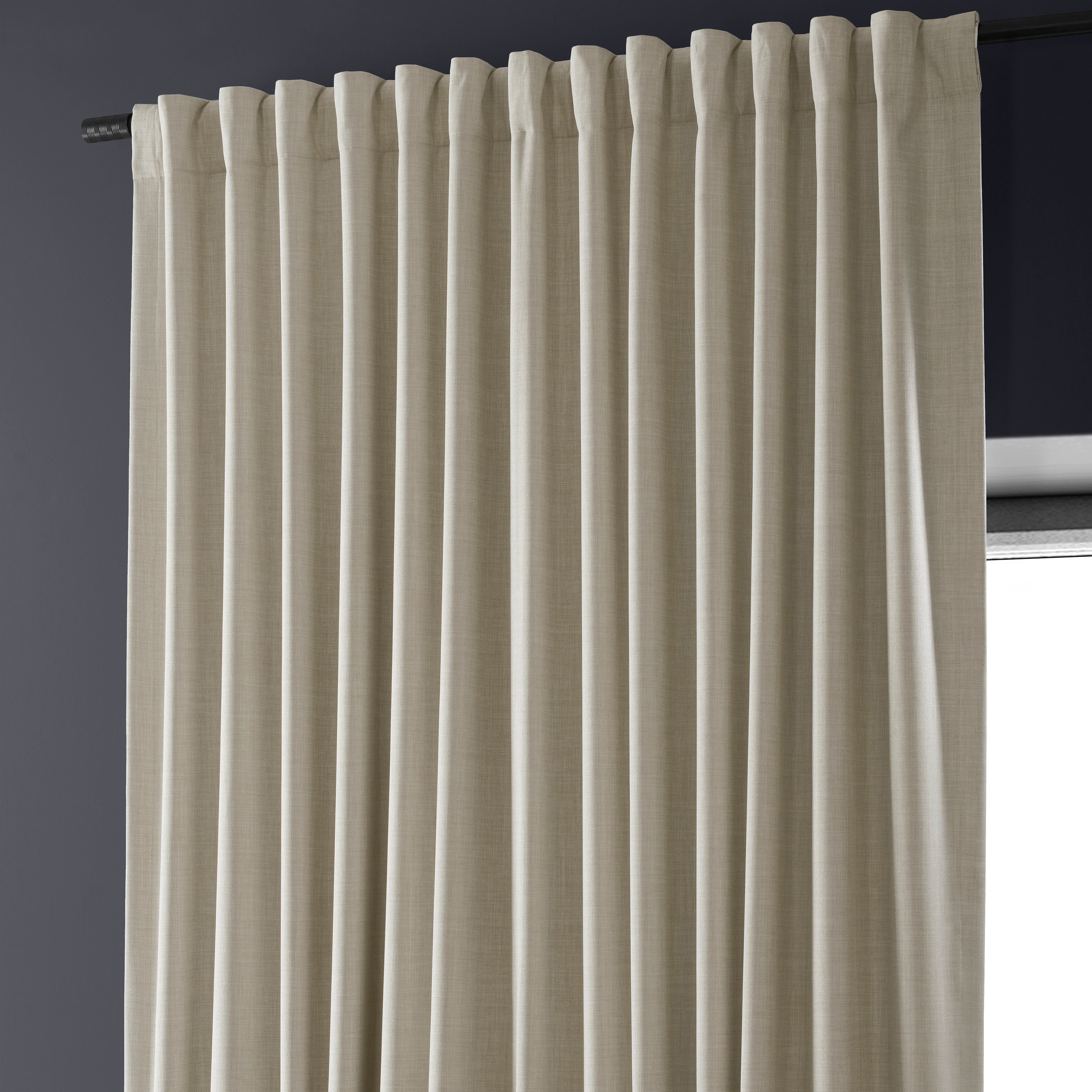 Exclusive Fabrics Extra Wide Performance Linen Blackout Curtains (1 Panel) Thermal Insulated Window Curtains