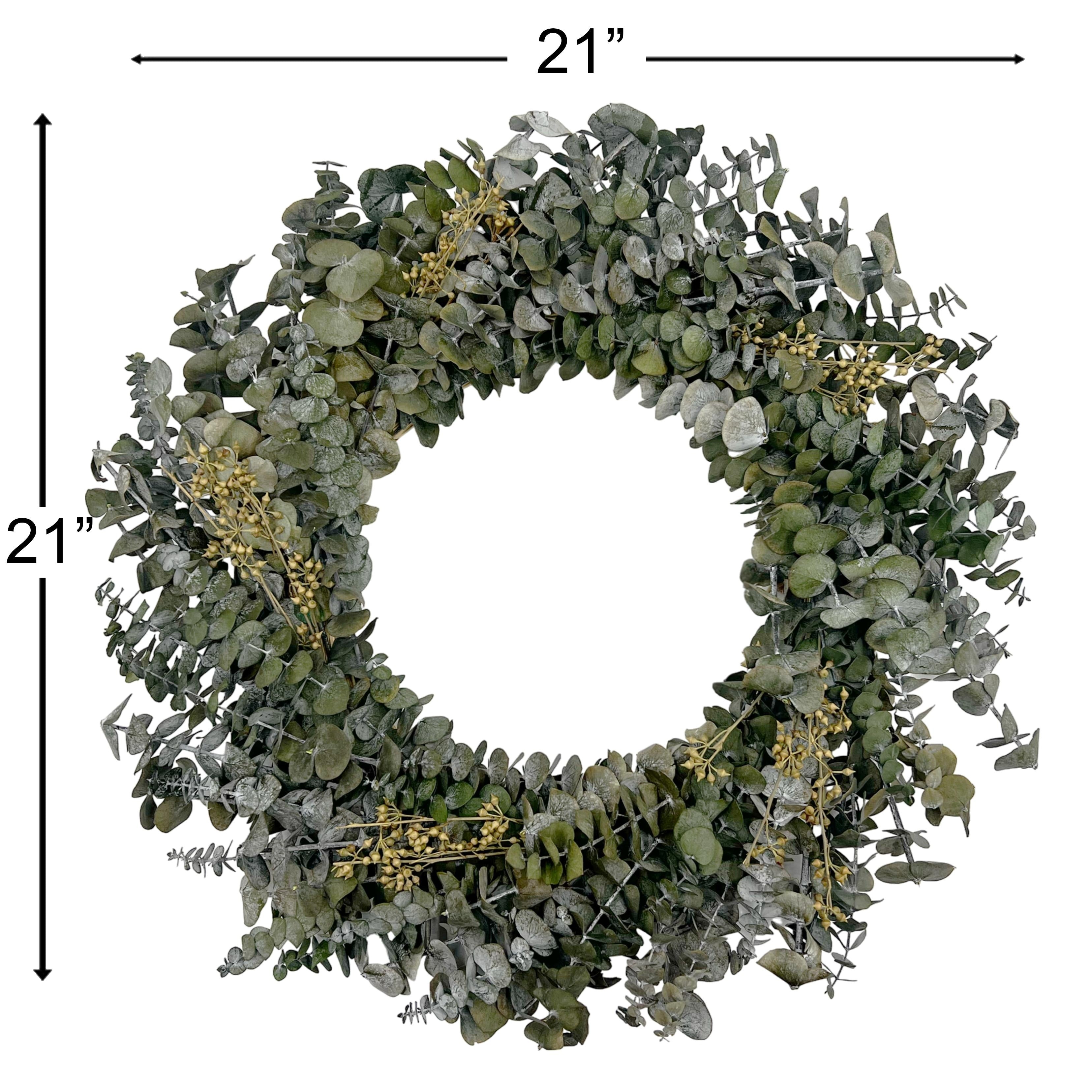 Preserved Decorative Real Dried Eucalyptus Wreath - Green