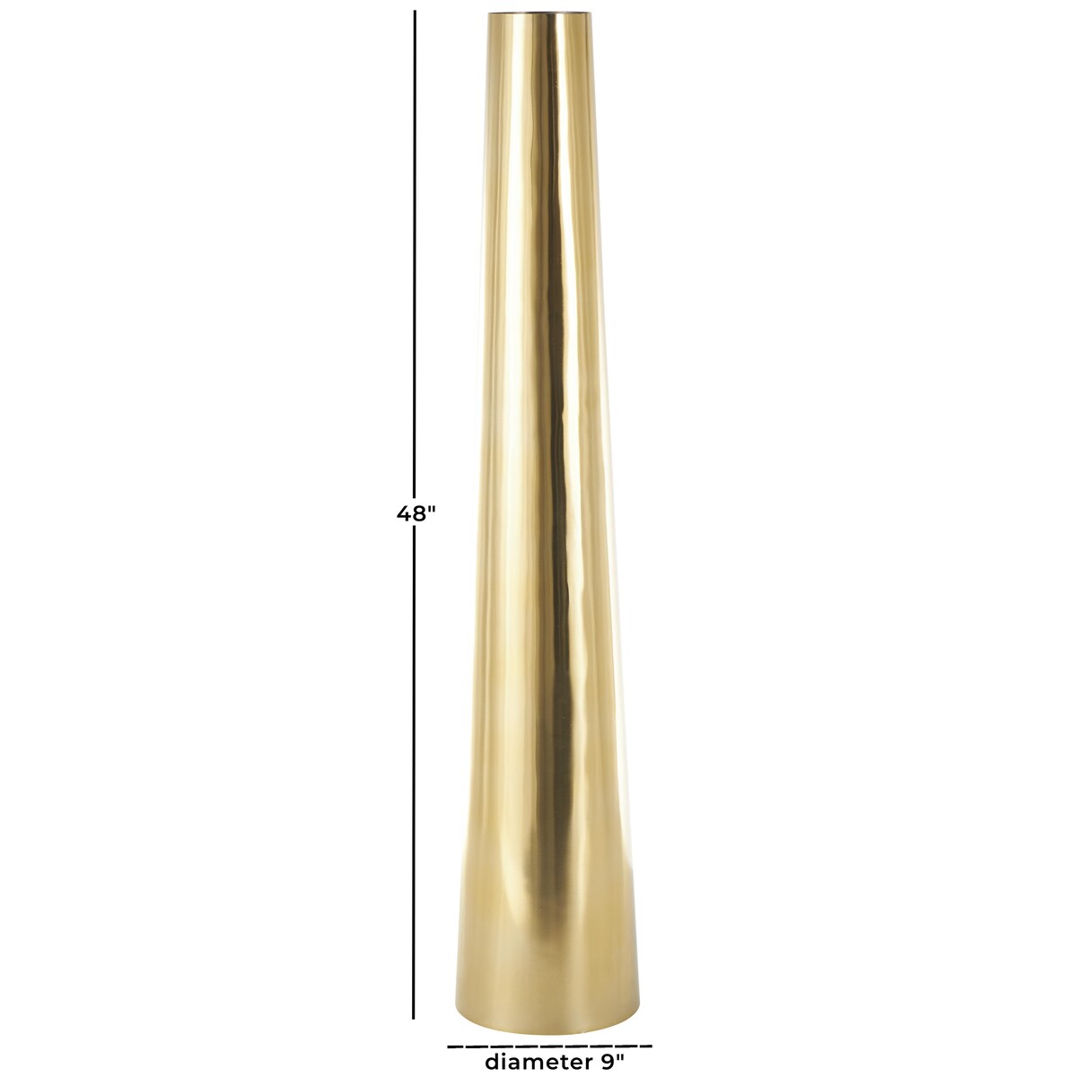 Stainless Steel Metal Minimalistic Tall Floor Cone Decorative Vase - Gold or Silver - Roche River Decor