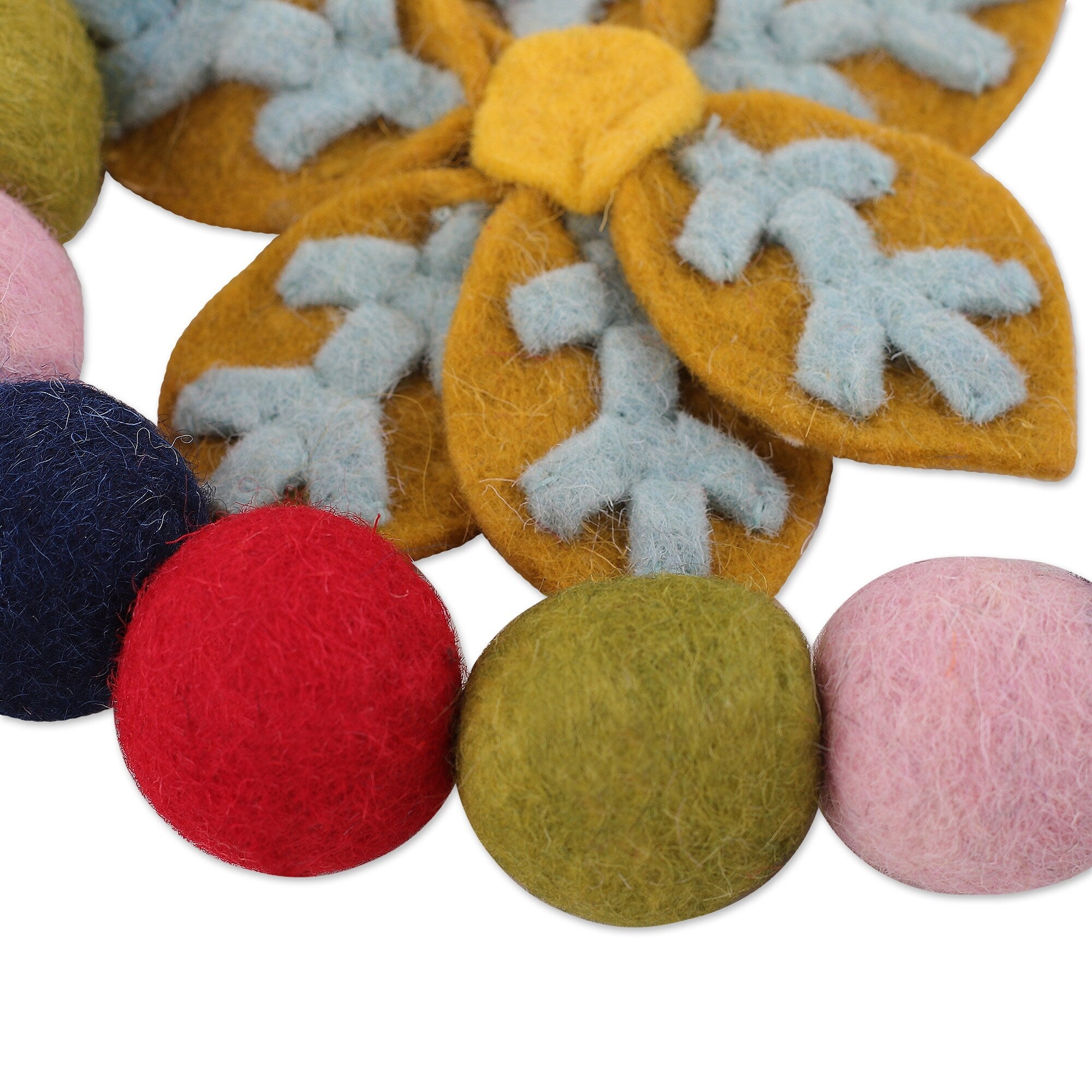 Novica Handmade Snowflake Party Wool Felt Garland - Multi