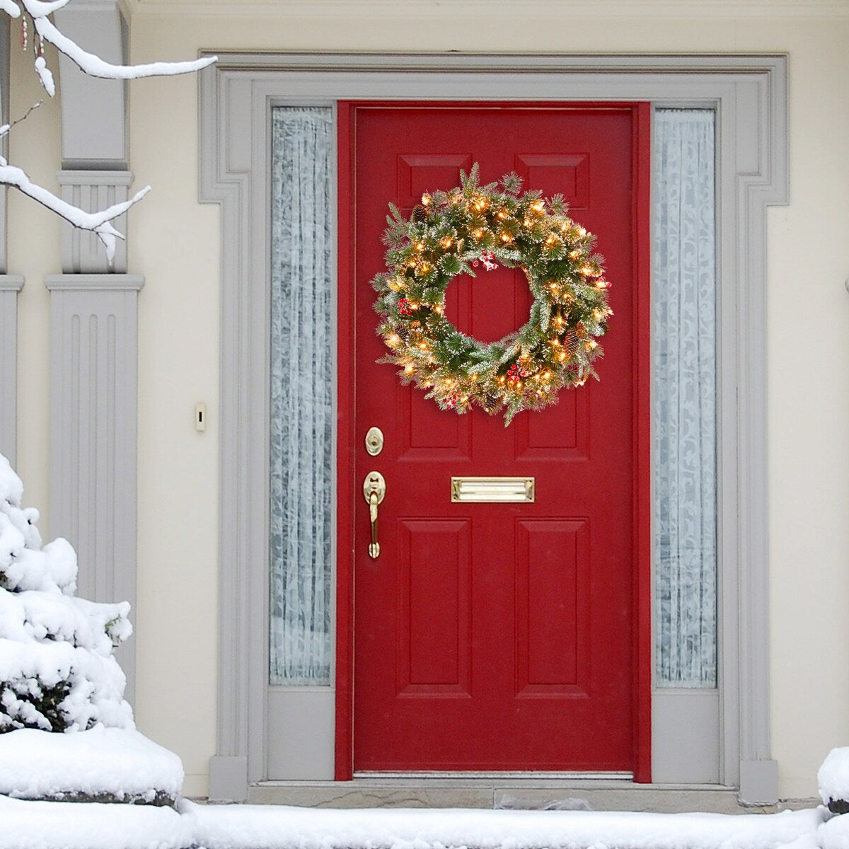 Puleo International 24 Pre-Lit Decorated Christmas Wreath