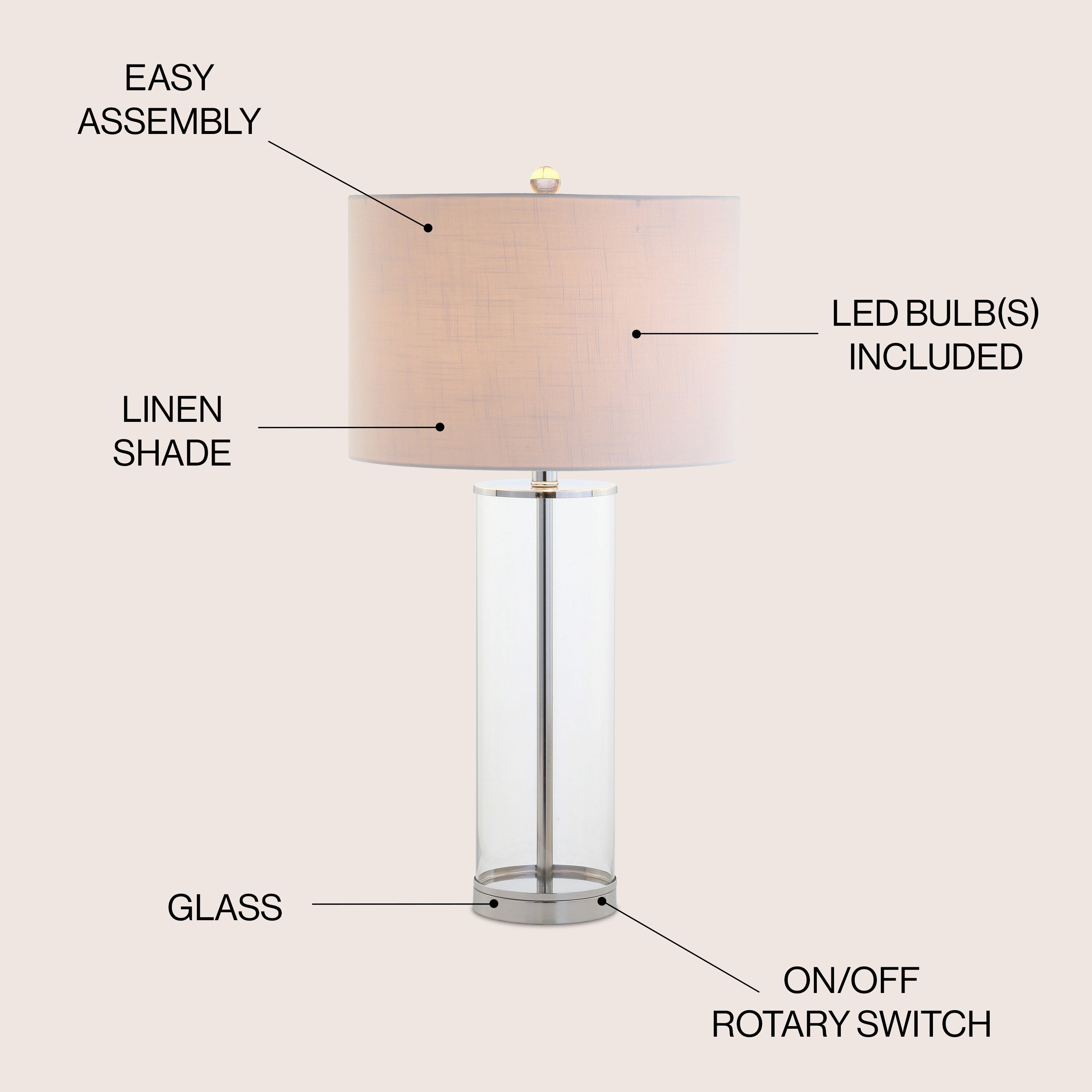 Parish 29 Glass LED Table Lamp, Clear/Chrome by JONATHAN Y