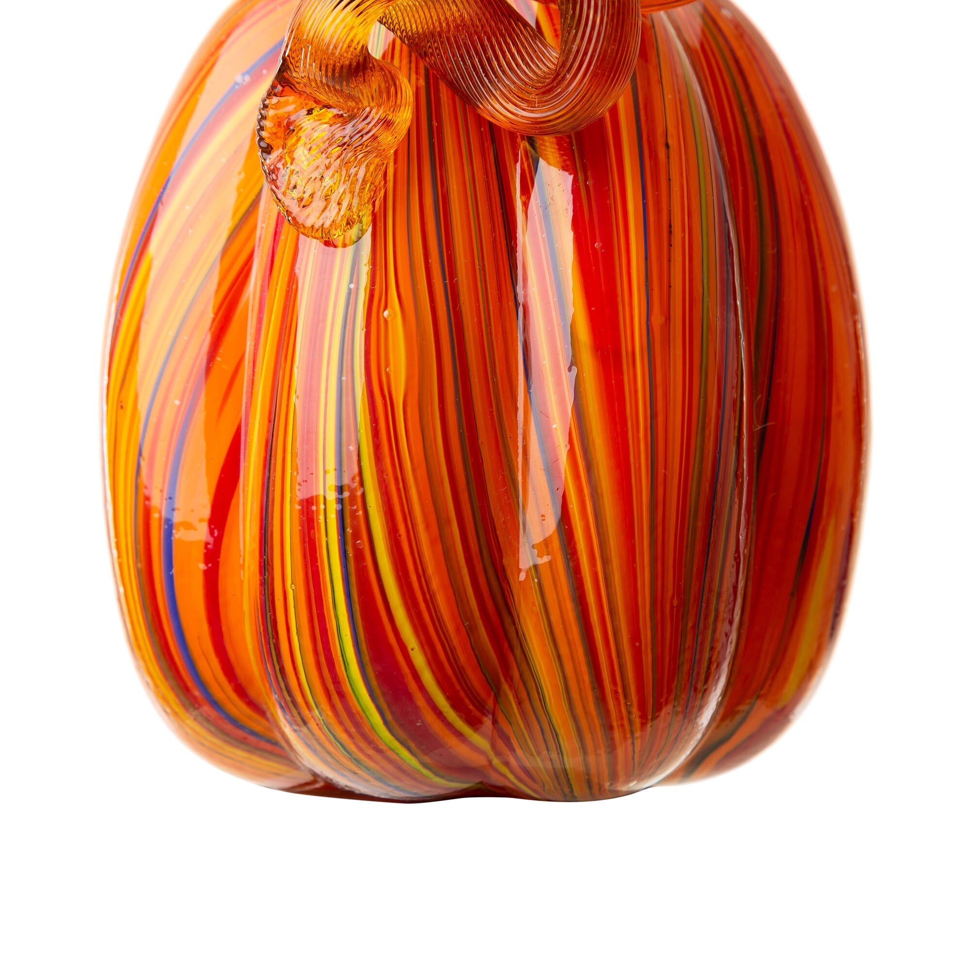 Glitzhome Handblown Multi Striped Fall Harvest Glass Pumpkins Thanksgiving Gift