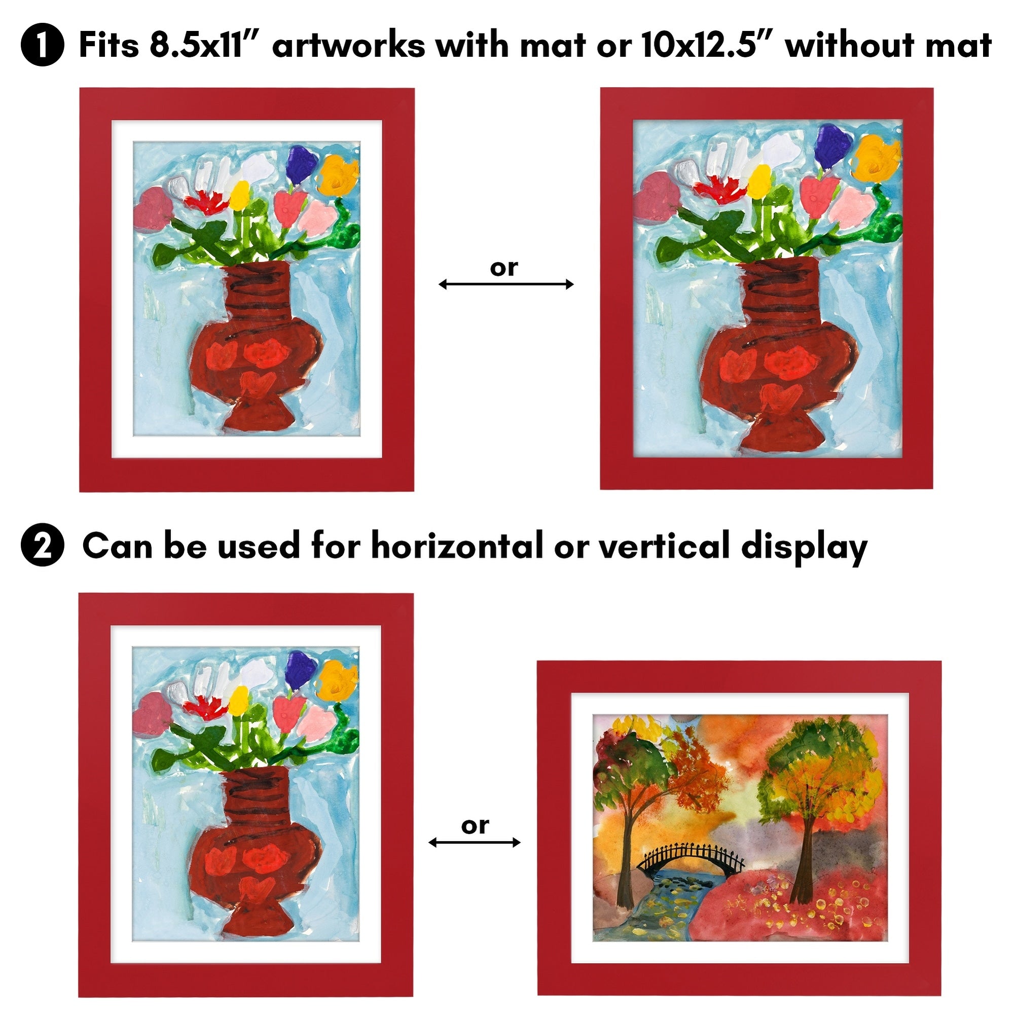 Americanflat 10x12.5 Front-loading Kids Art Frame with Mat