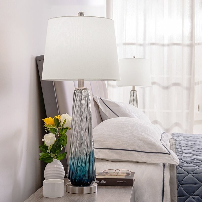 28.75 Gradient Blue Bedside Table Lamp Set (Set of 2)