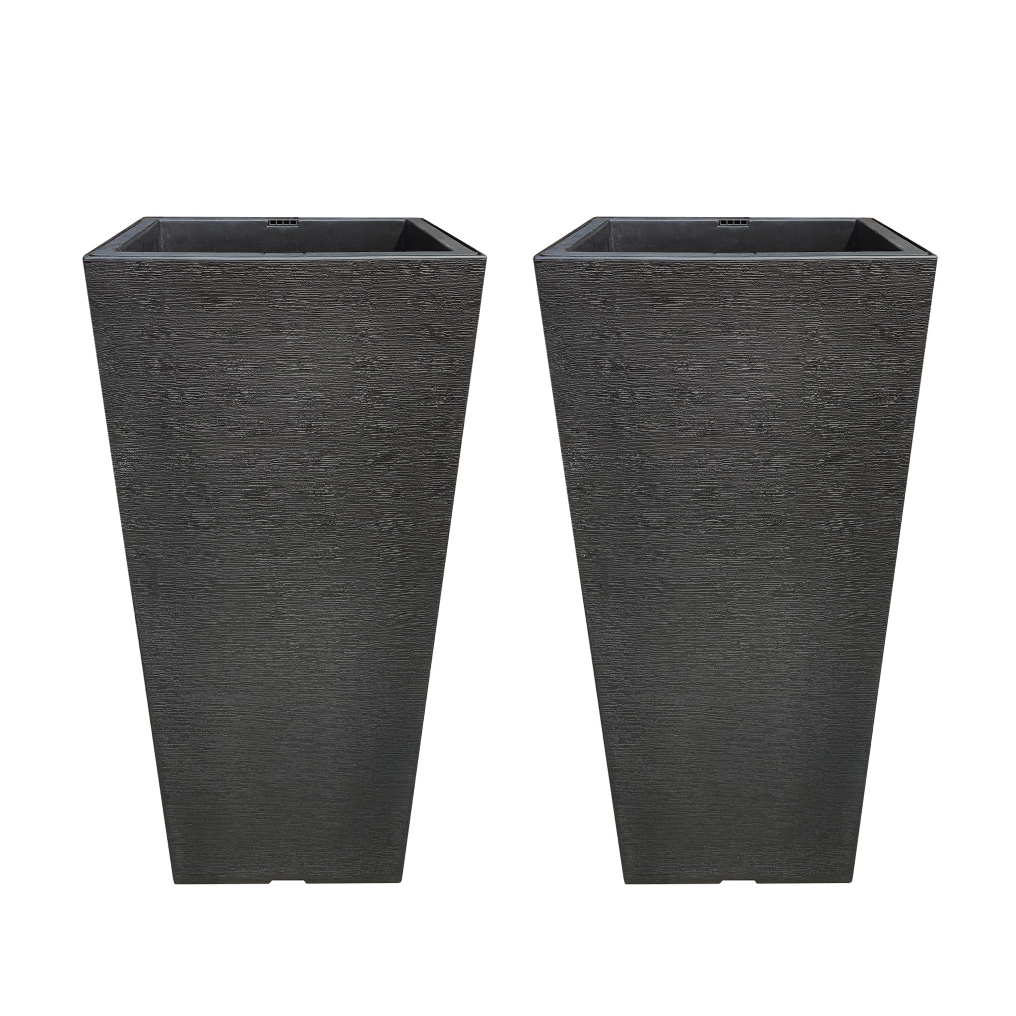 Kante Black Plastic Indoor Outdoor Self-Watering Planters (Set of 2) w/ Drainage Hole, Garden Patio Front Door