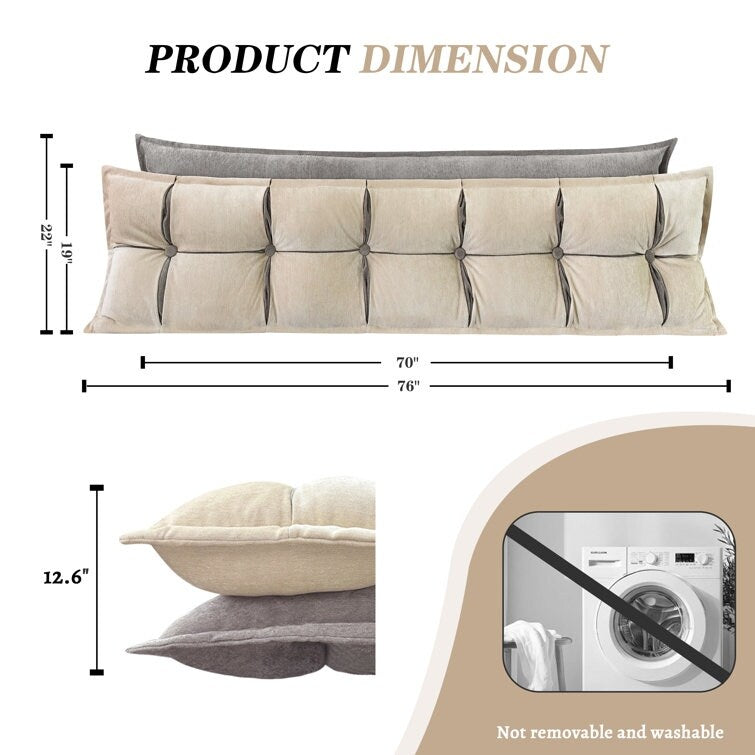 Double Layer Headboard Reading Pillow, Versatile Bed Backrest Pillow.