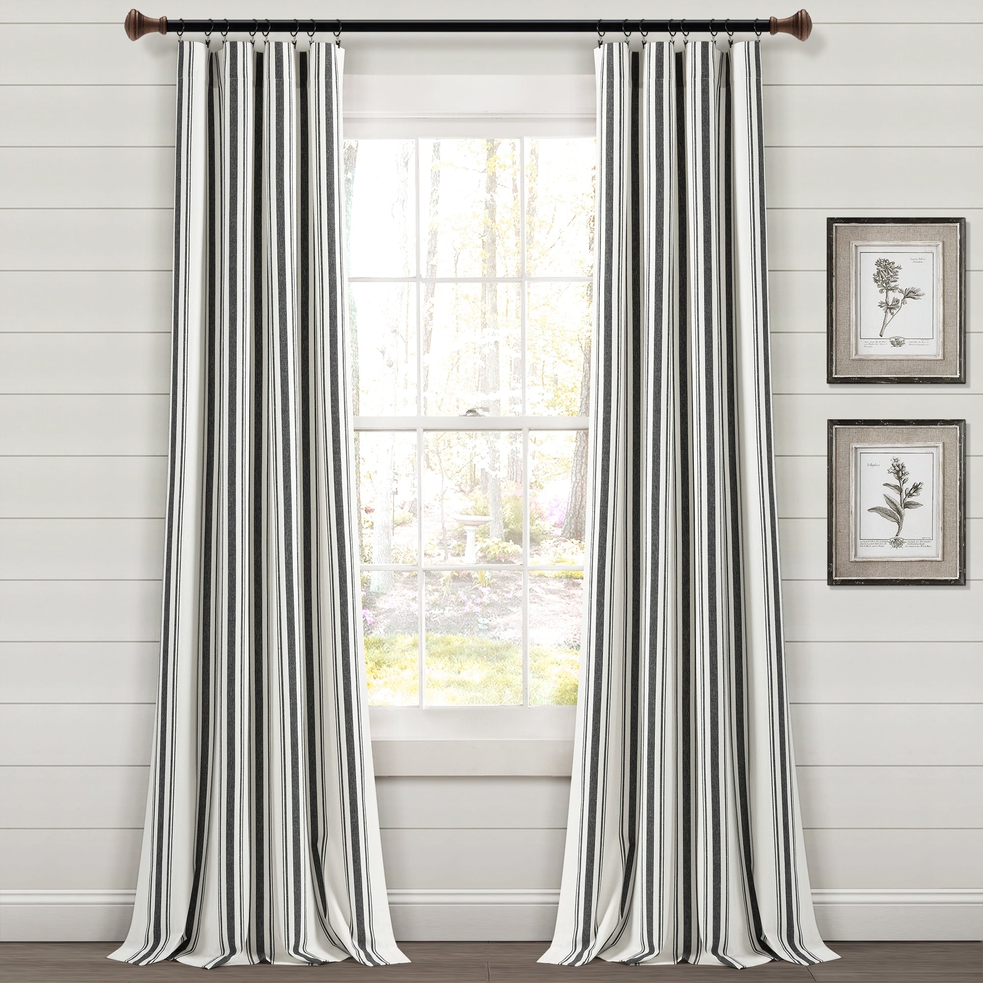 Lush Decor Farmhouse Stripe Yarn Dyed Cotton Window Curtain Panel Pair