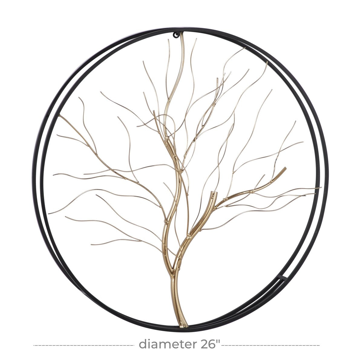 Metal Tree Branch Home Wall Decor with Black Frame - Gold - Roche River Decor