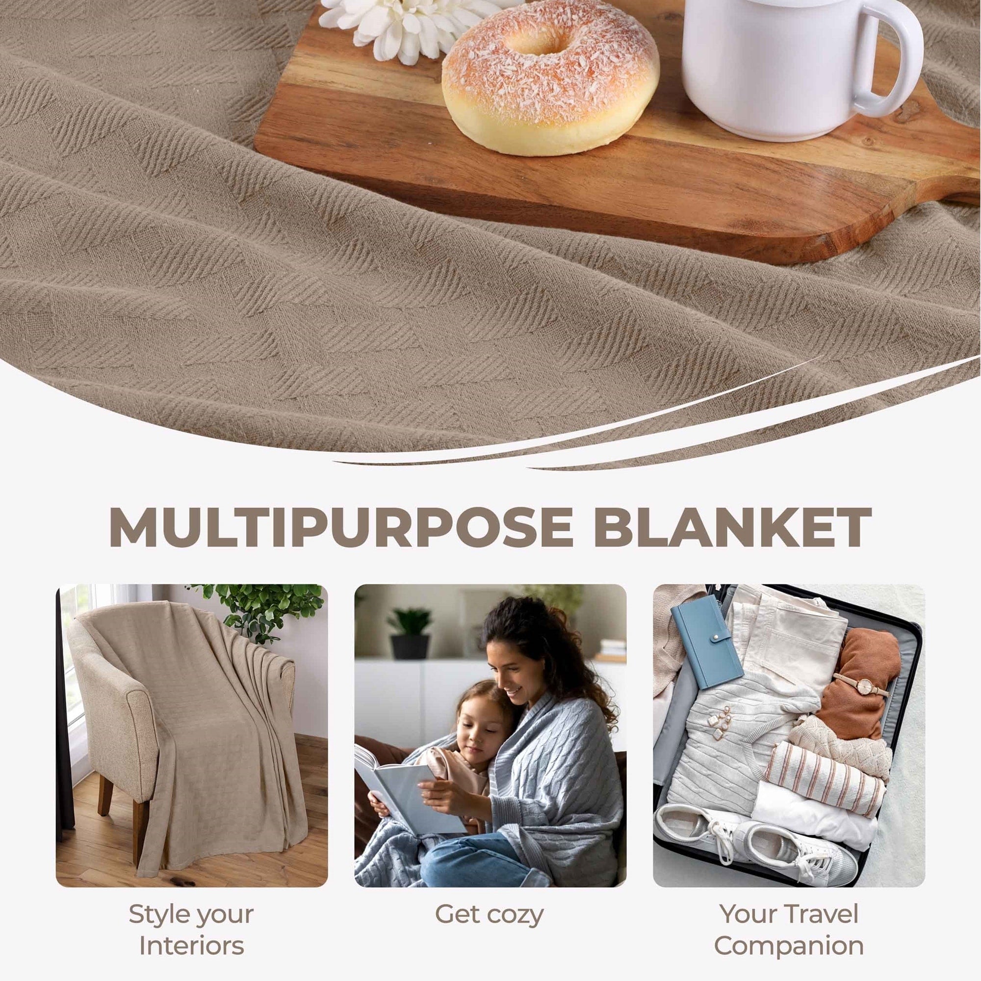 Superior Basketweave All-Season Bedding Cotton Blanket