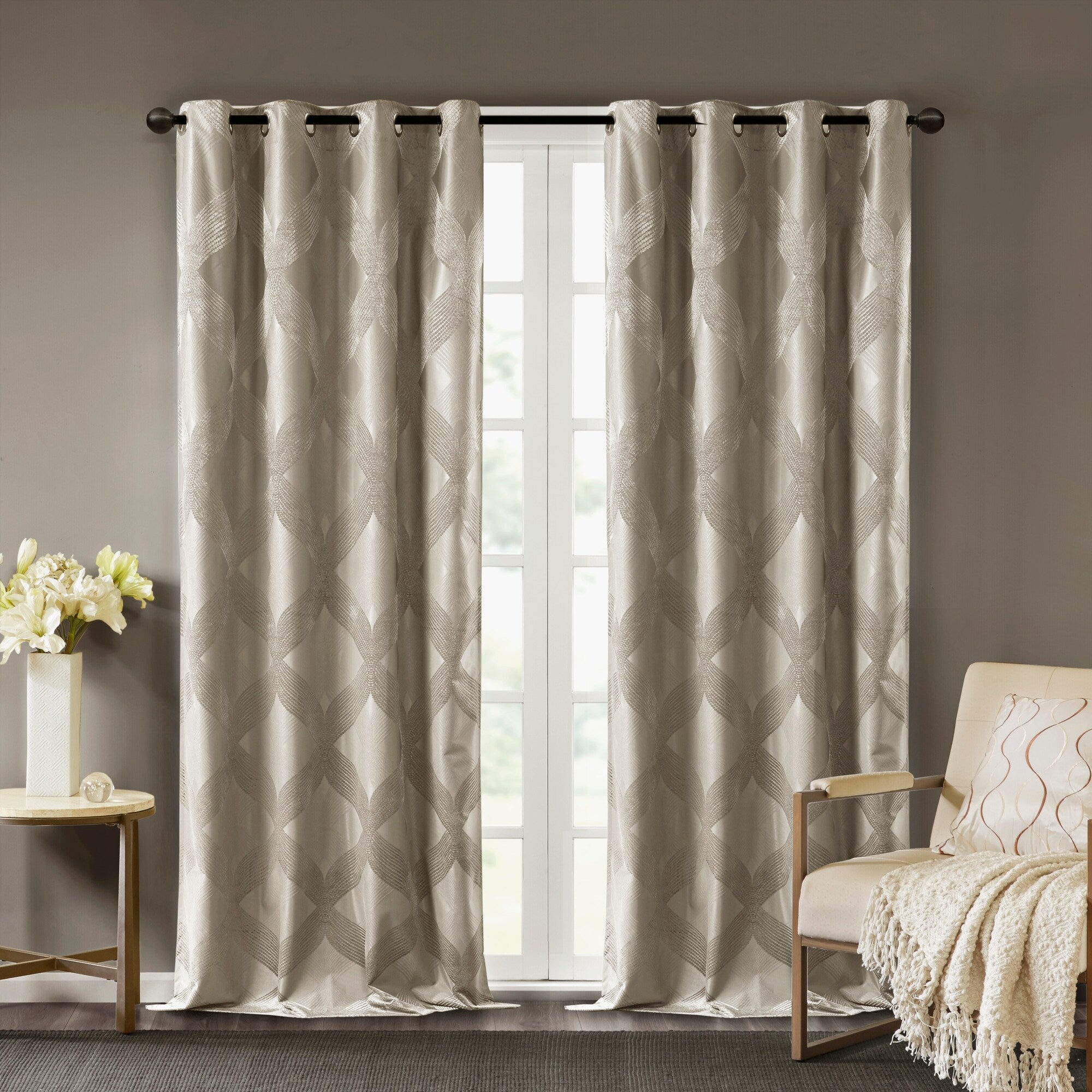 SunSmart Abel Ogee Knitted Jacquard Total Blackout Curtain Panel