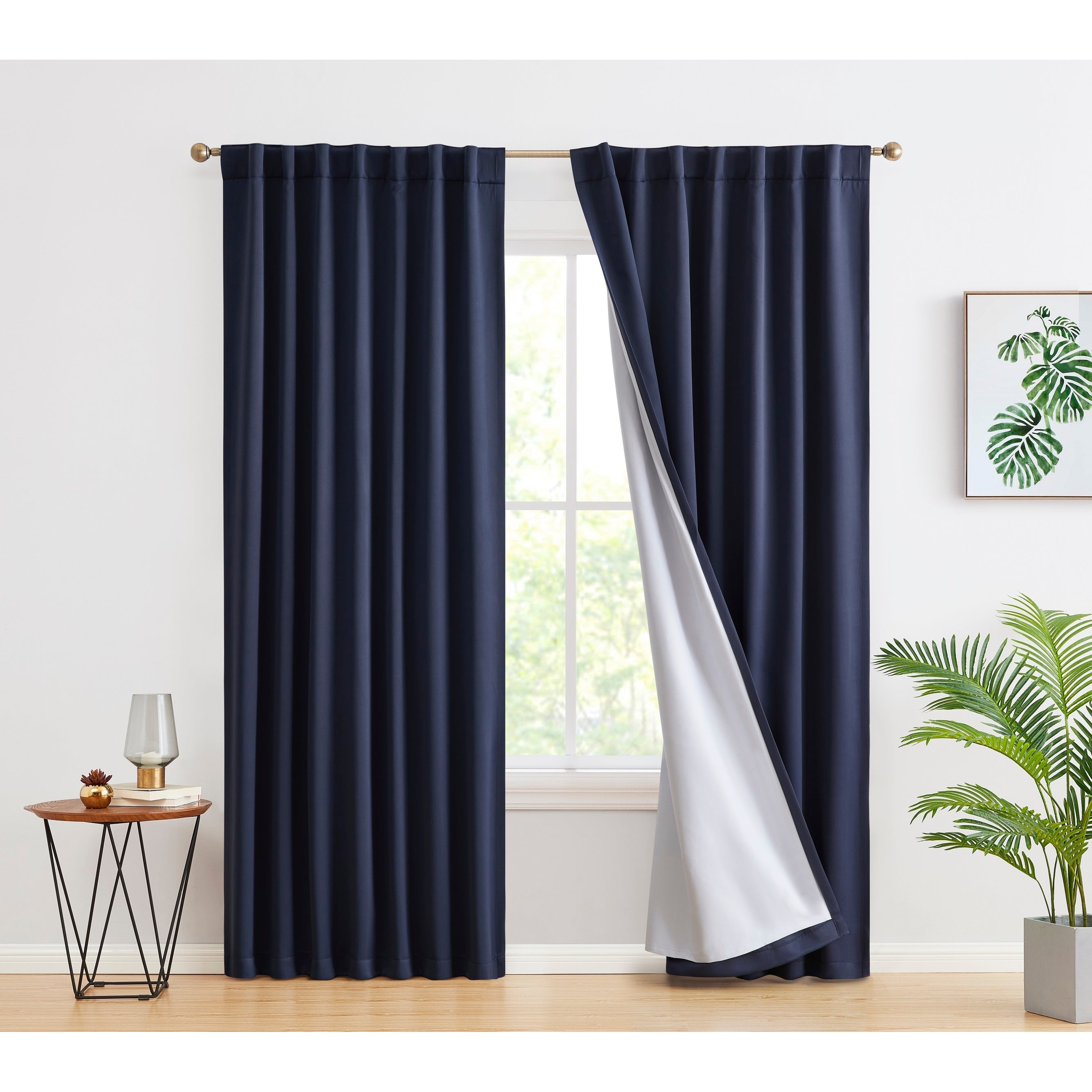 HLC.me Hamilton 100% Complete Blackout Lined Heavy Thermal Insulated Window Curtain Rod Pocket Back Tab Panels, 2 Panels