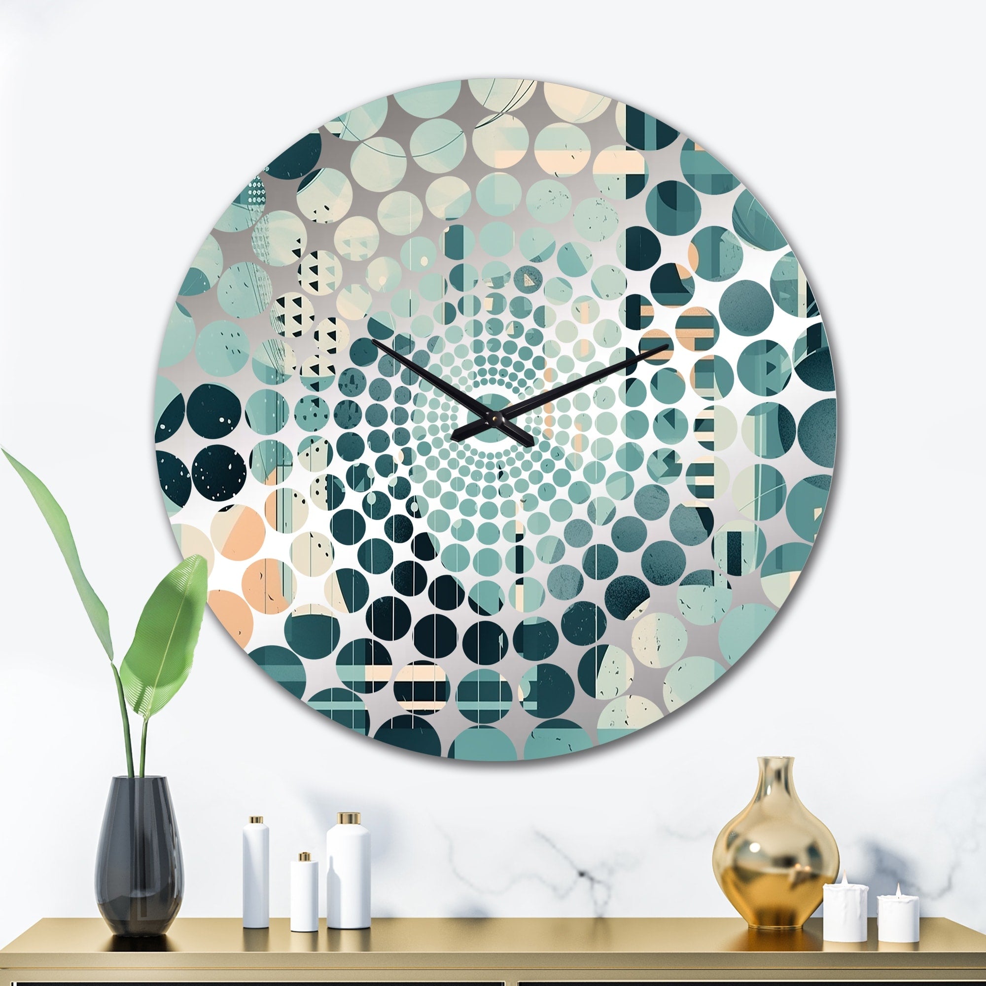 Designart Exploring Abstracted Blue Forms Blue Abstract Geometric Clocks Modern Oversized Wall Clocks For Entryway