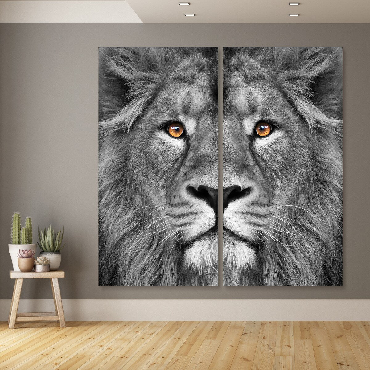 King of the Jungle AB Frameless Free Floating Tempered Glass Panel Graphic Wall Art