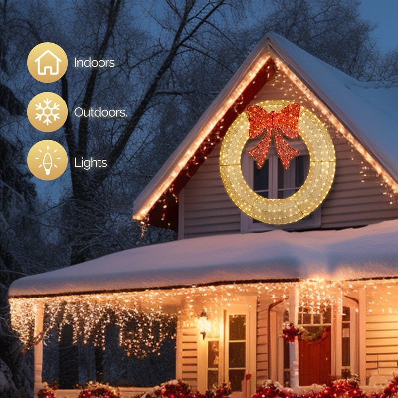 Pre-Lit Outdoor Christmas Wreath Decoration