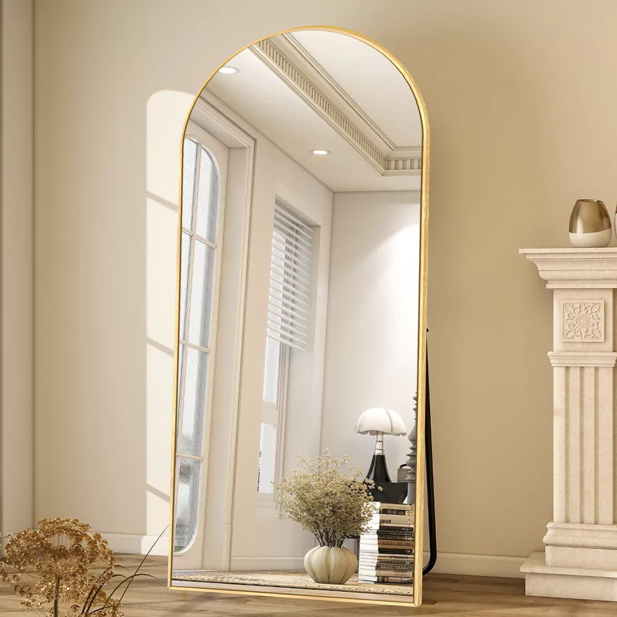 Modern Arched Full Length Aluminum Alloy Floor Mirror Standing Mirror