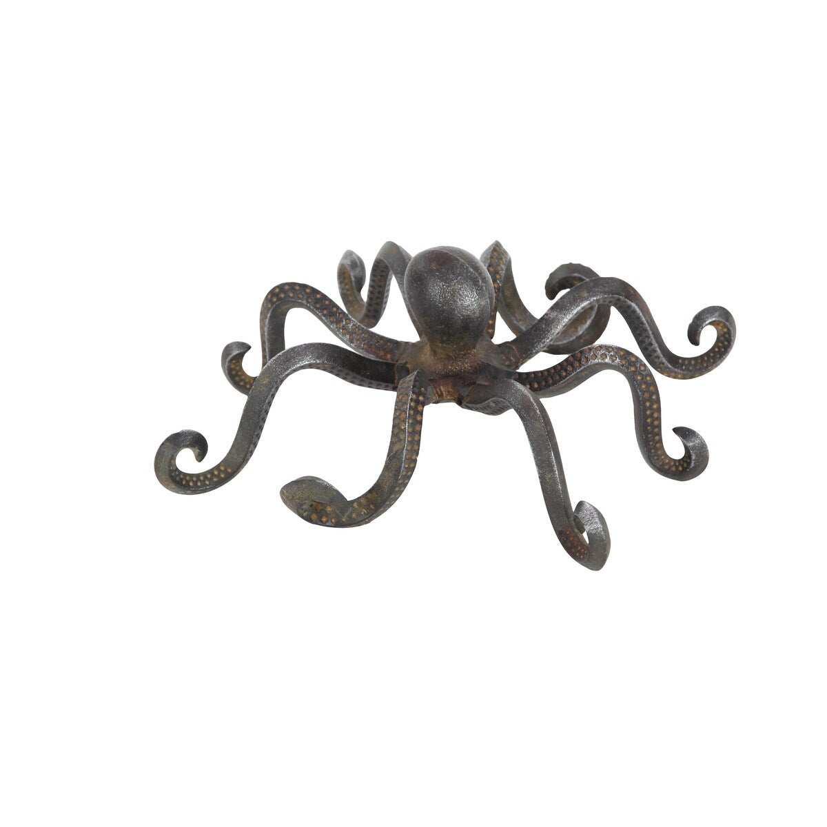 Metal Octopus Decorative Sculpture with Long Tentacles and Suctions Detailing - Black - Roche River Decor