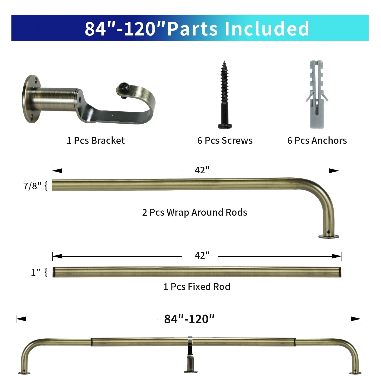 Energy-saving Wraparound Adjustable French Blackout Curtain Rod Set