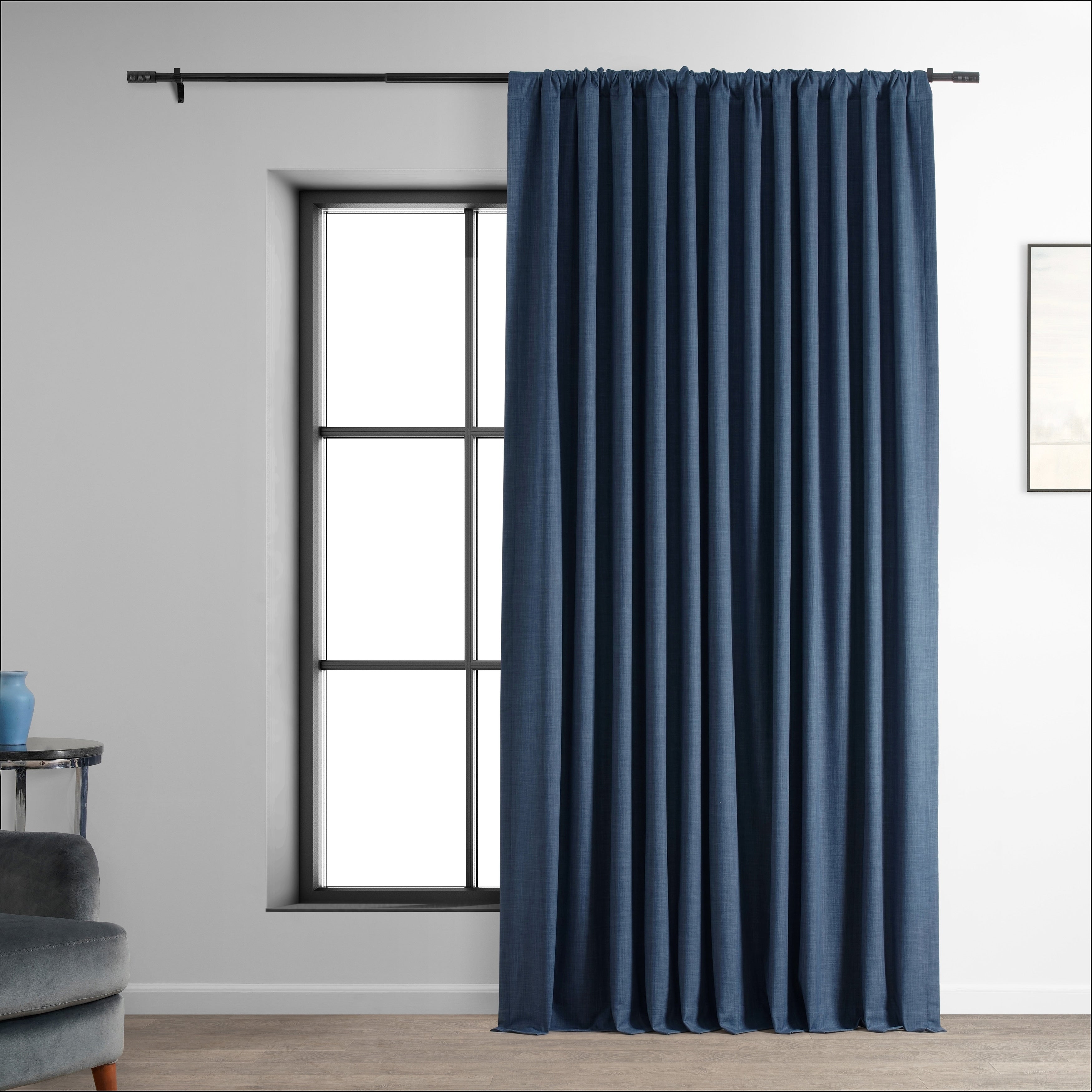 Exclusive Fabrics Extra Wide Performance Linen Blackout Curtains (1 Panel) Thermal Insulated Window Curtains